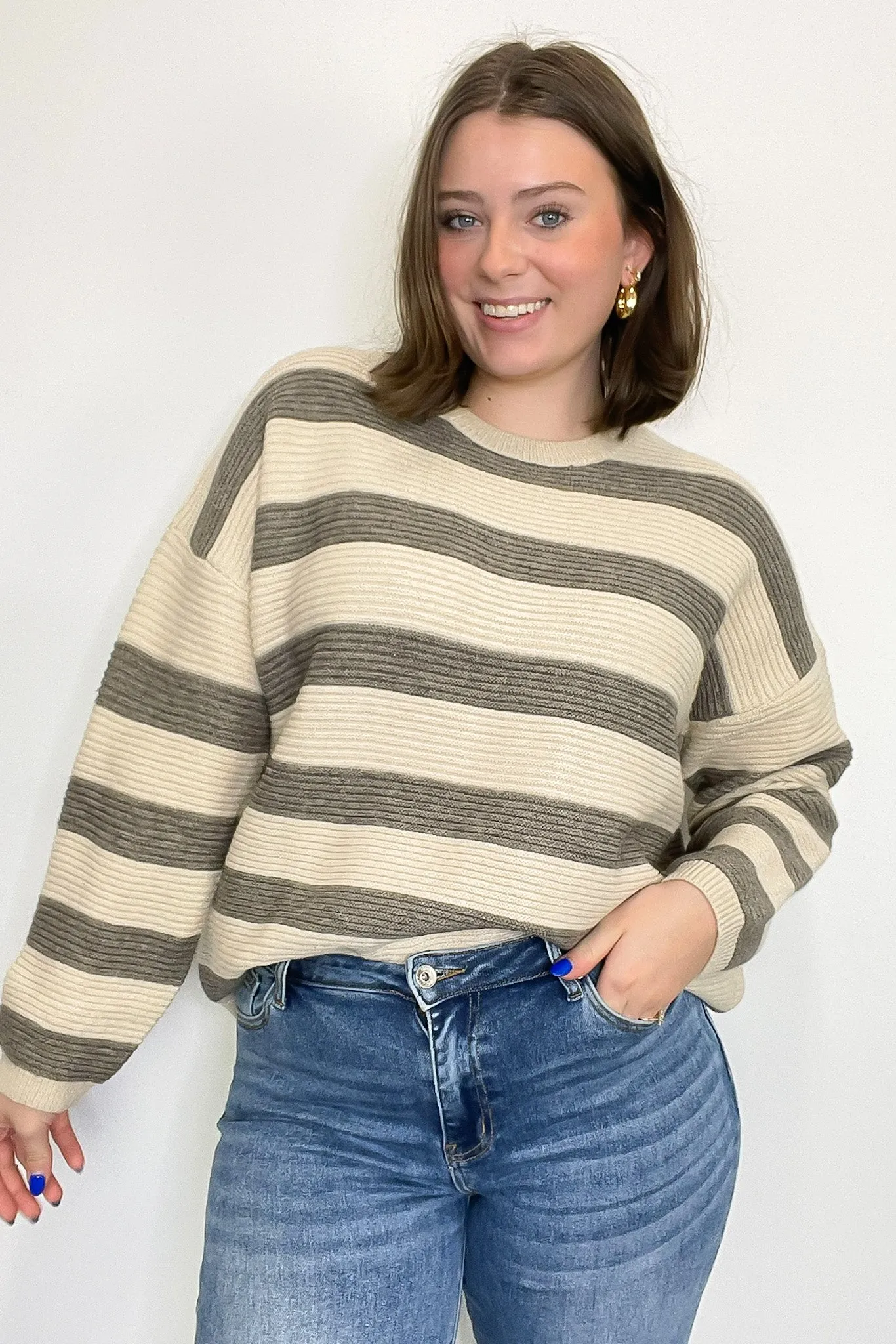 Anna Striped Relaxed Fit Sweater