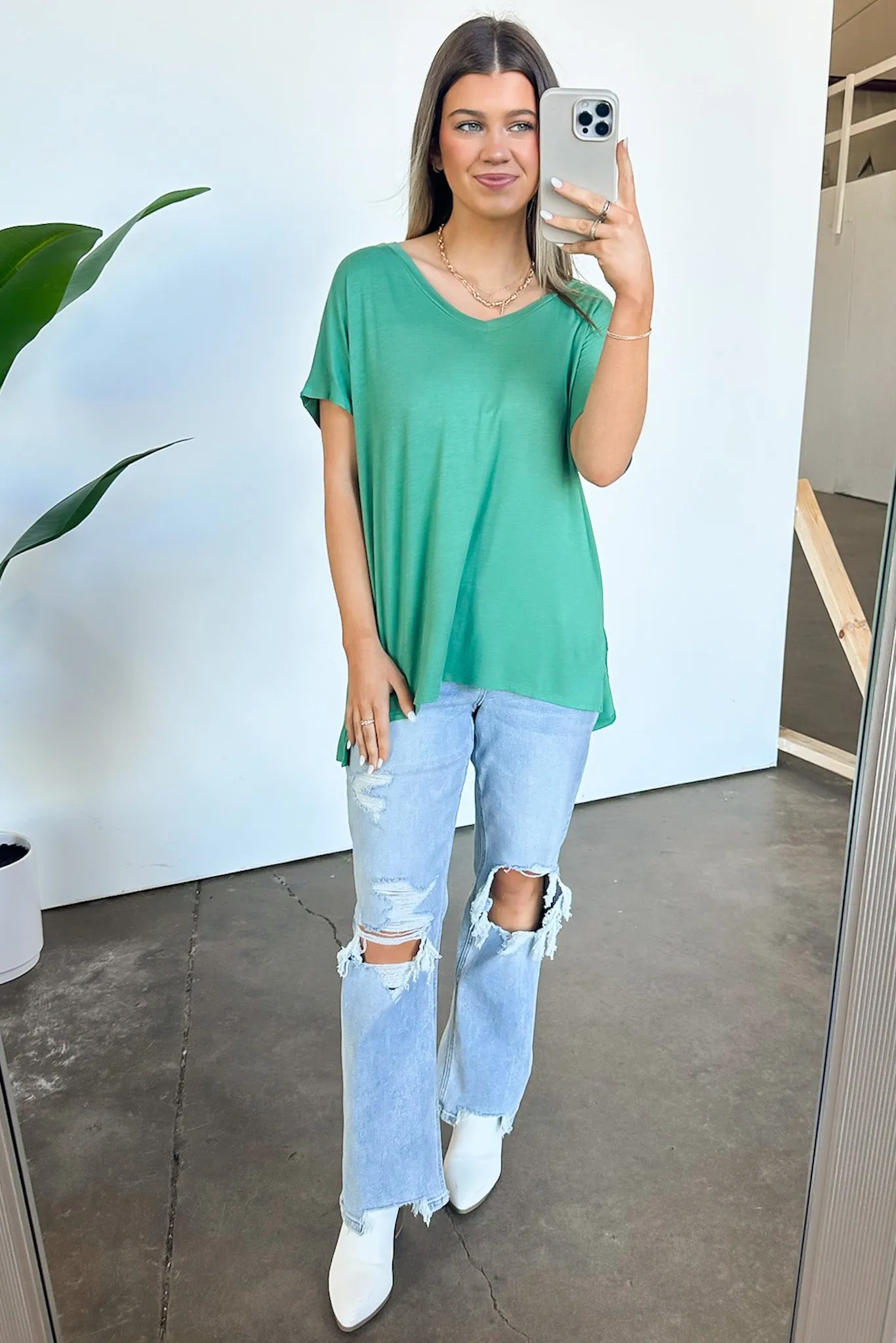 Apollo Side Slit V-Neck Relaxed Top - BACK IN STOCK