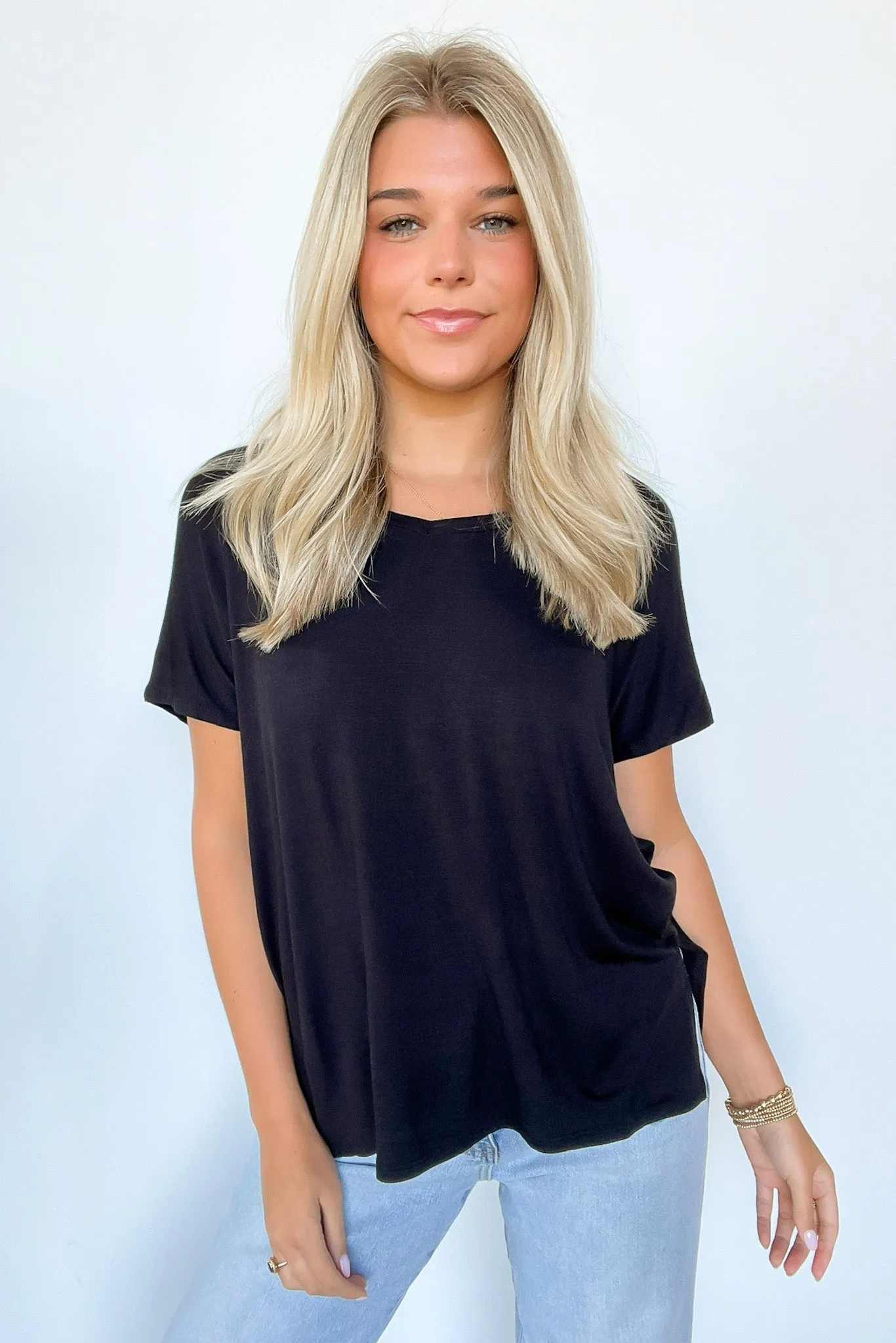 Apollo Side Slit V-Neck Relaxed Top - BACK IN STOCK