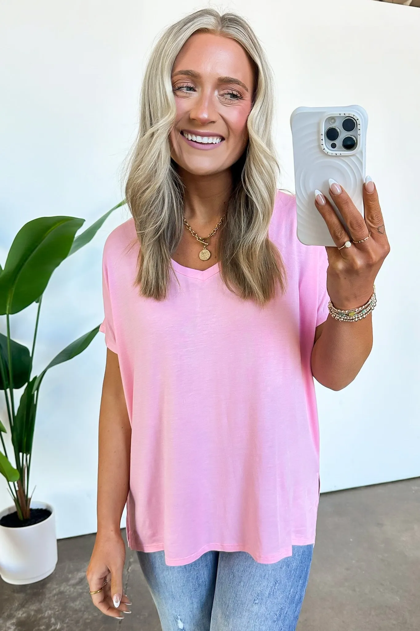 Apollo Side Slit V-Neck Relaxed Top - BACK IN STOCK