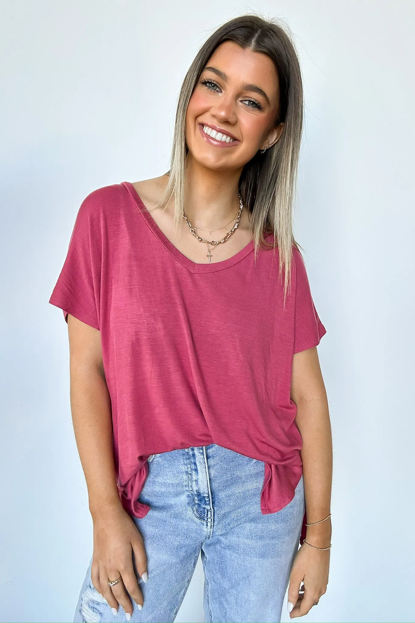 Apollo Side Slit V-Neck Relaxed Top - BACK IN STOCK