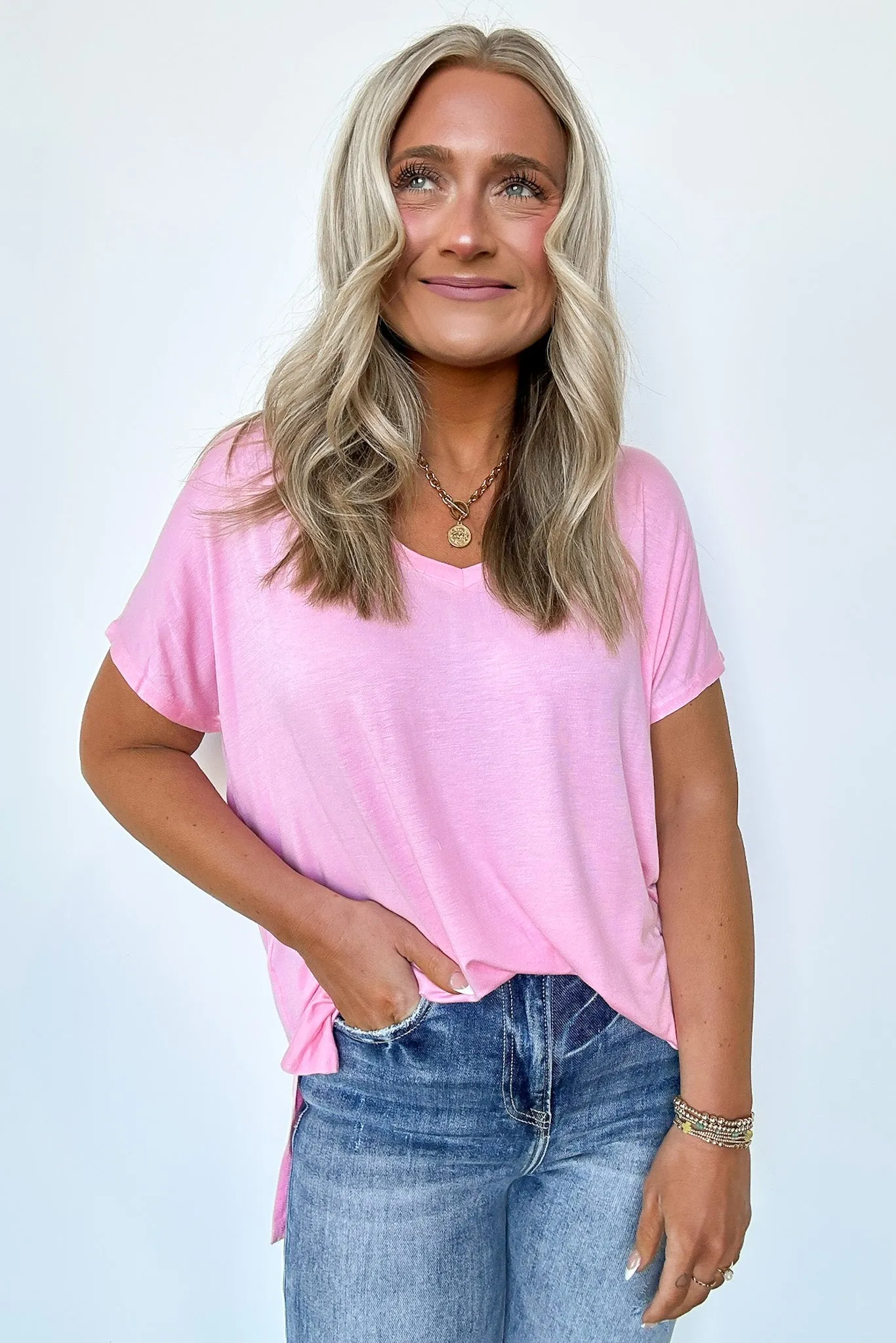 Apollo Side Slit V-Neck Relaxed Top - BACK IN STOCK
