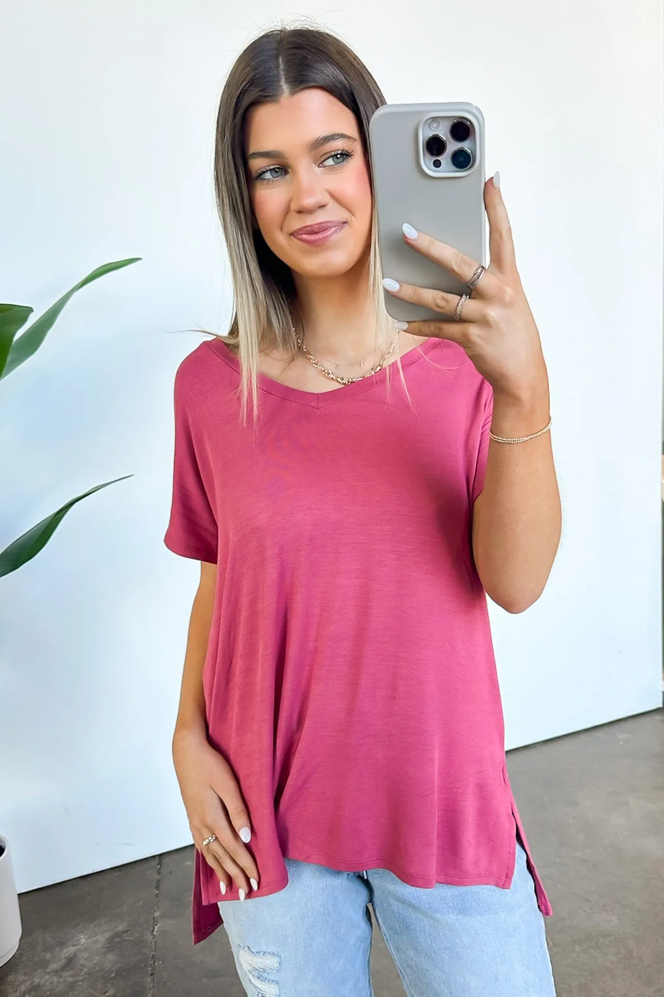 Apollo Side Slit V-Neck Relaxed Top - BACK IN STOCK