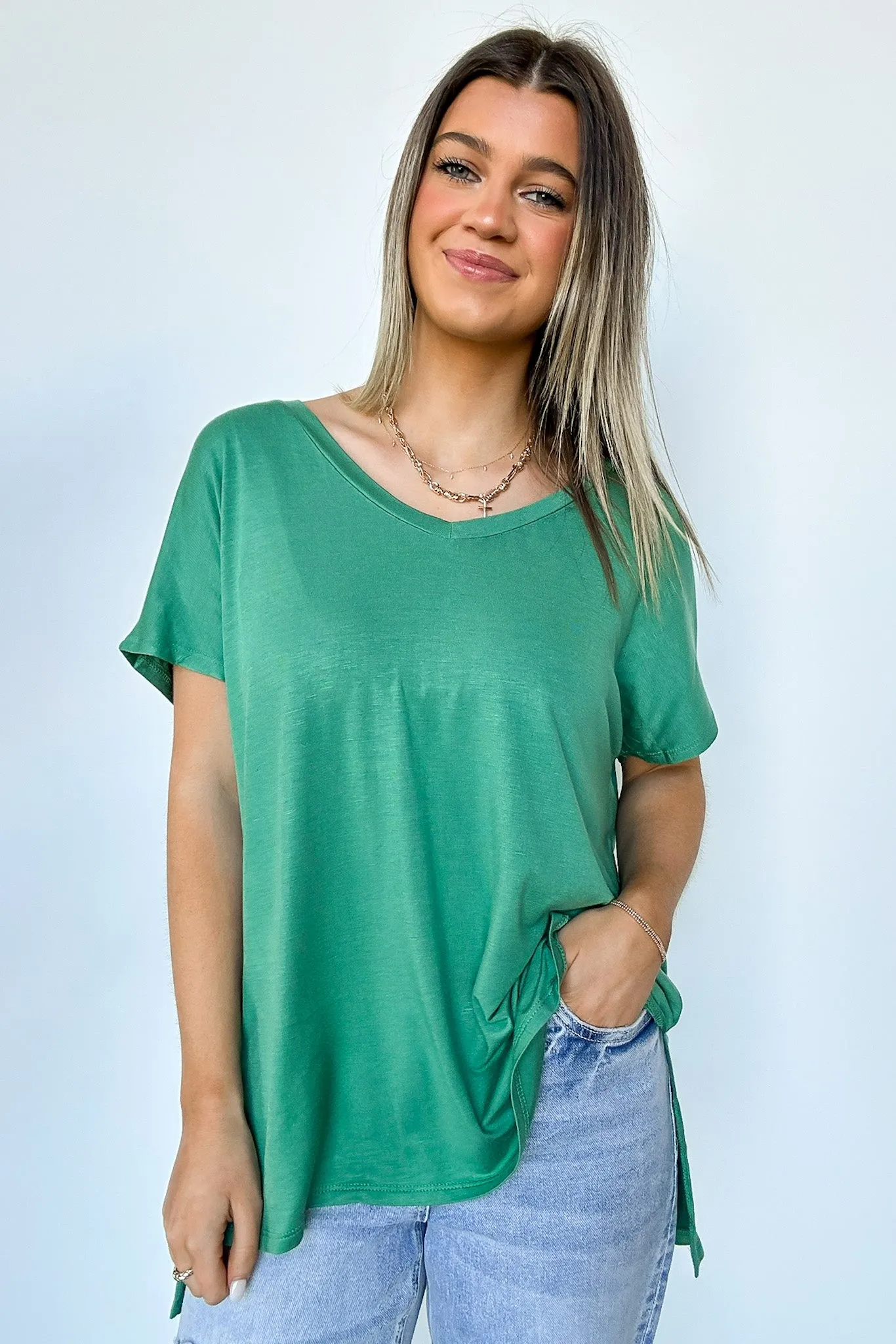 Apollo Side Slit V-Neck Relaxed Top - BACK IN STOCK