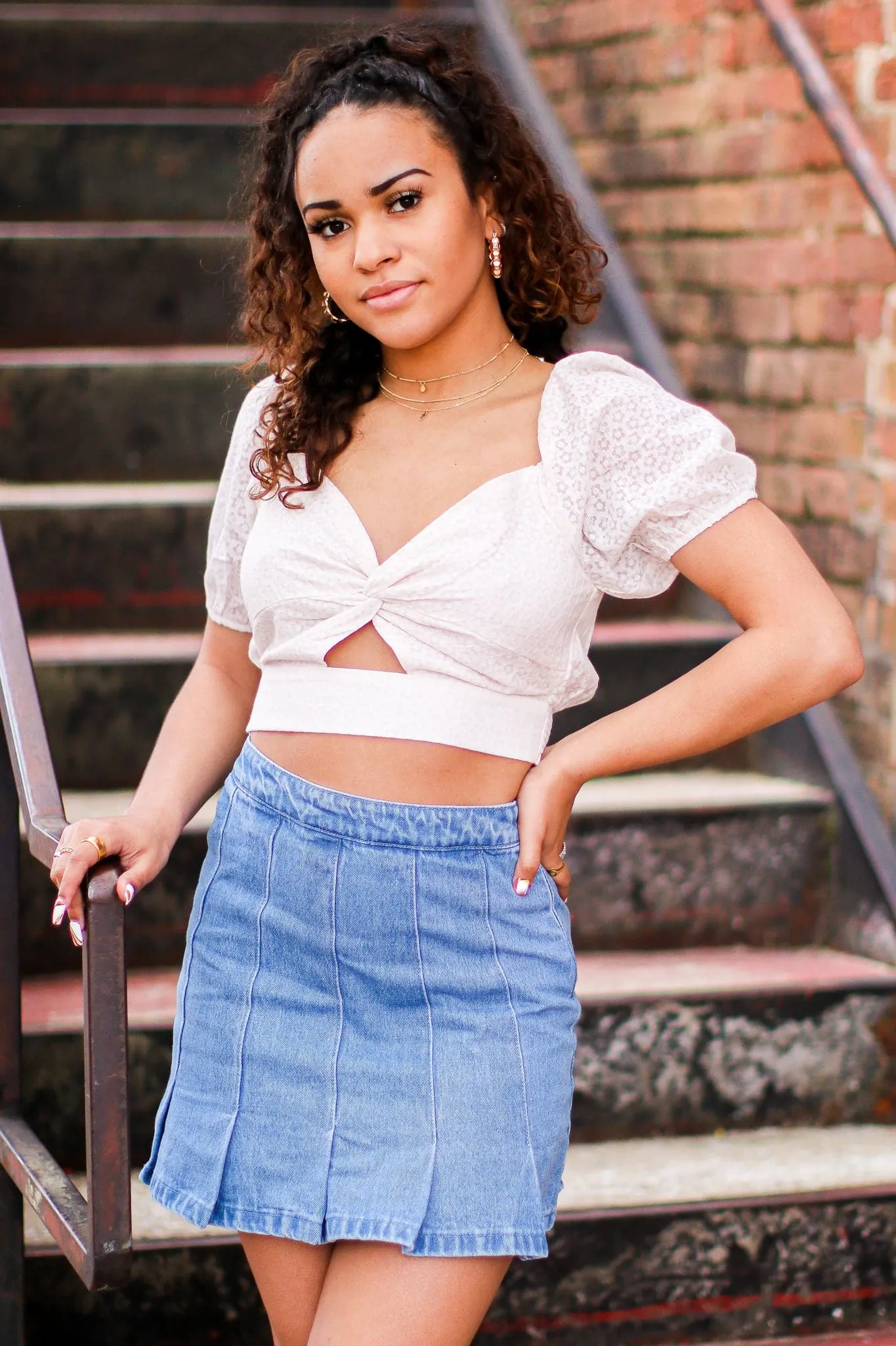 Aranza Pleated Denim Skirt - FINAL SALE