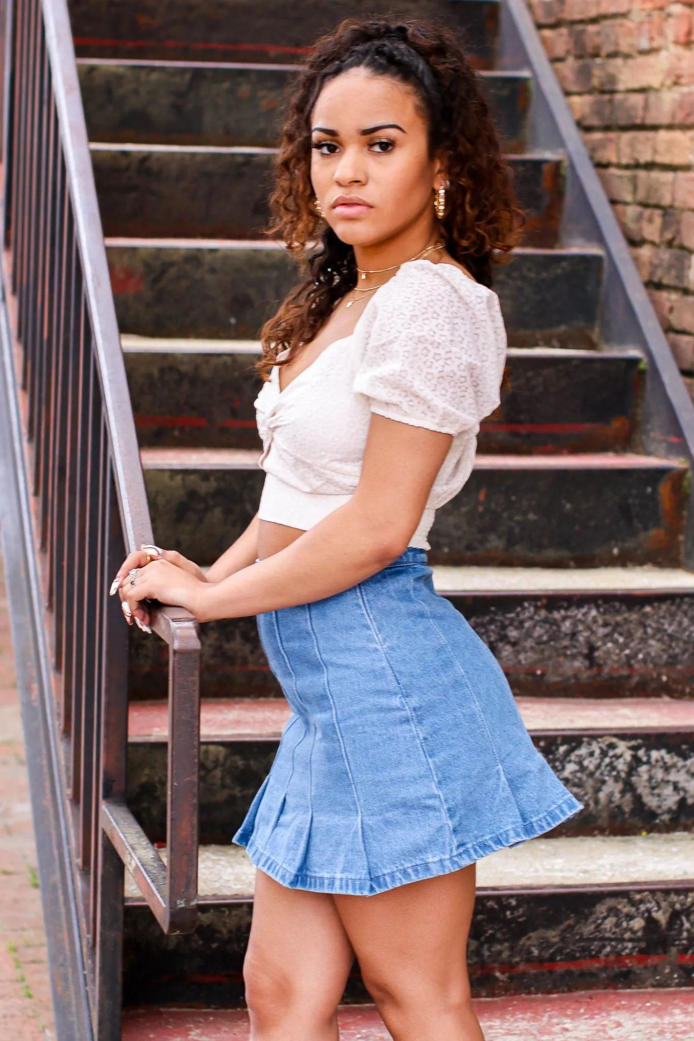 Aranza Pleated Denim Skirt - FINAL SALE