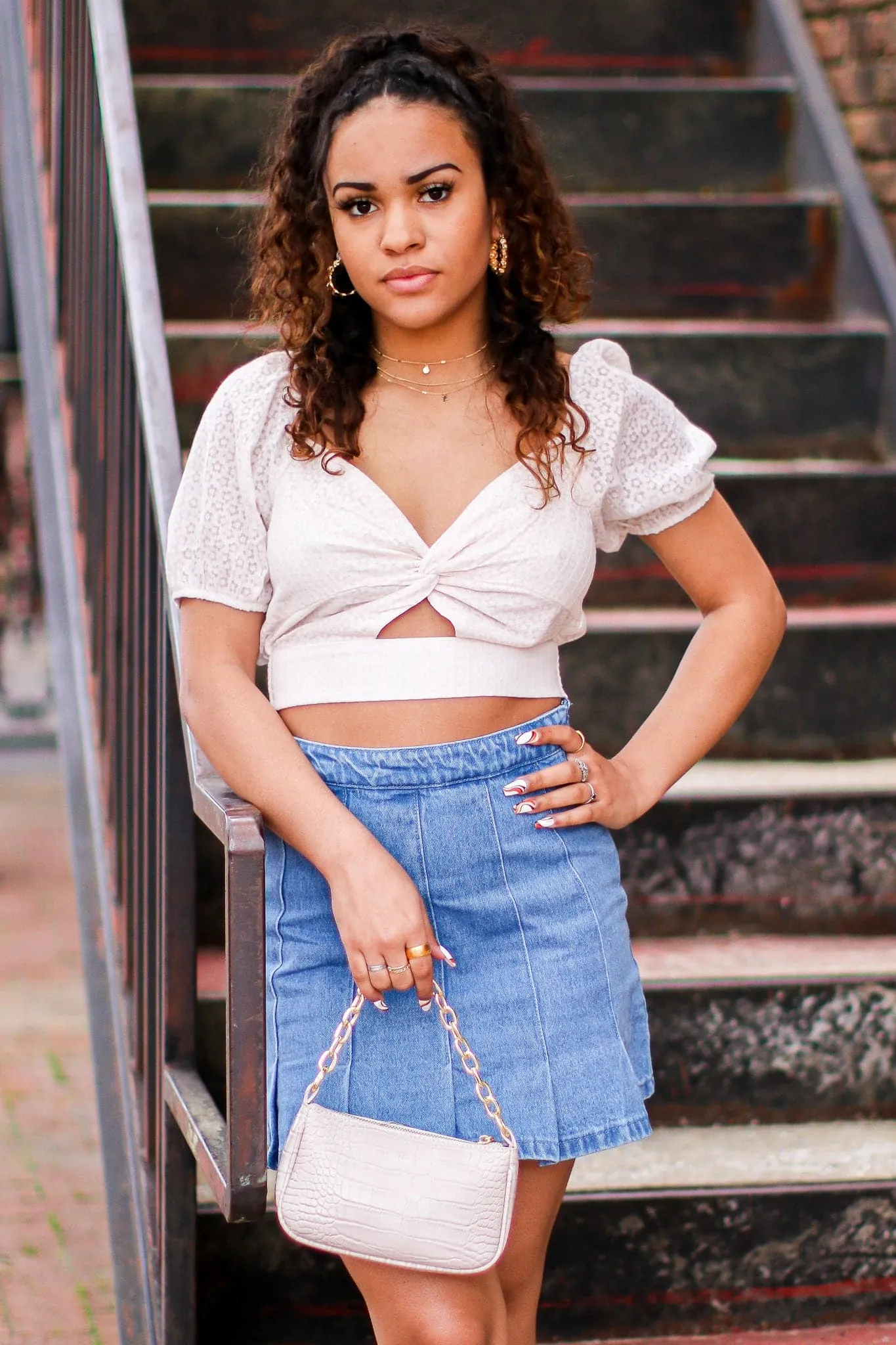 Aranza Pleated Denim Skirt - FINAL SALE