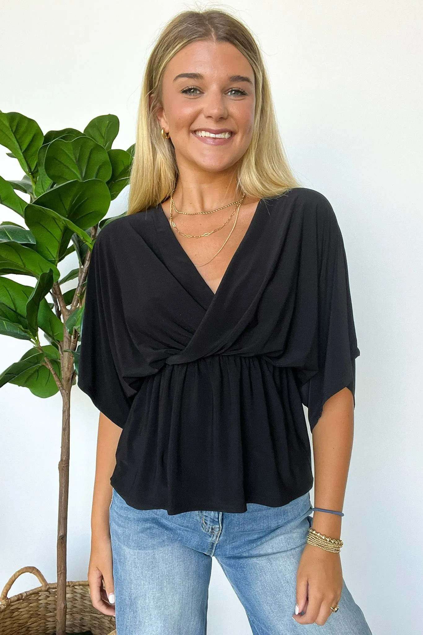 Arriana Surplice Flowy Top - FINAL SALE