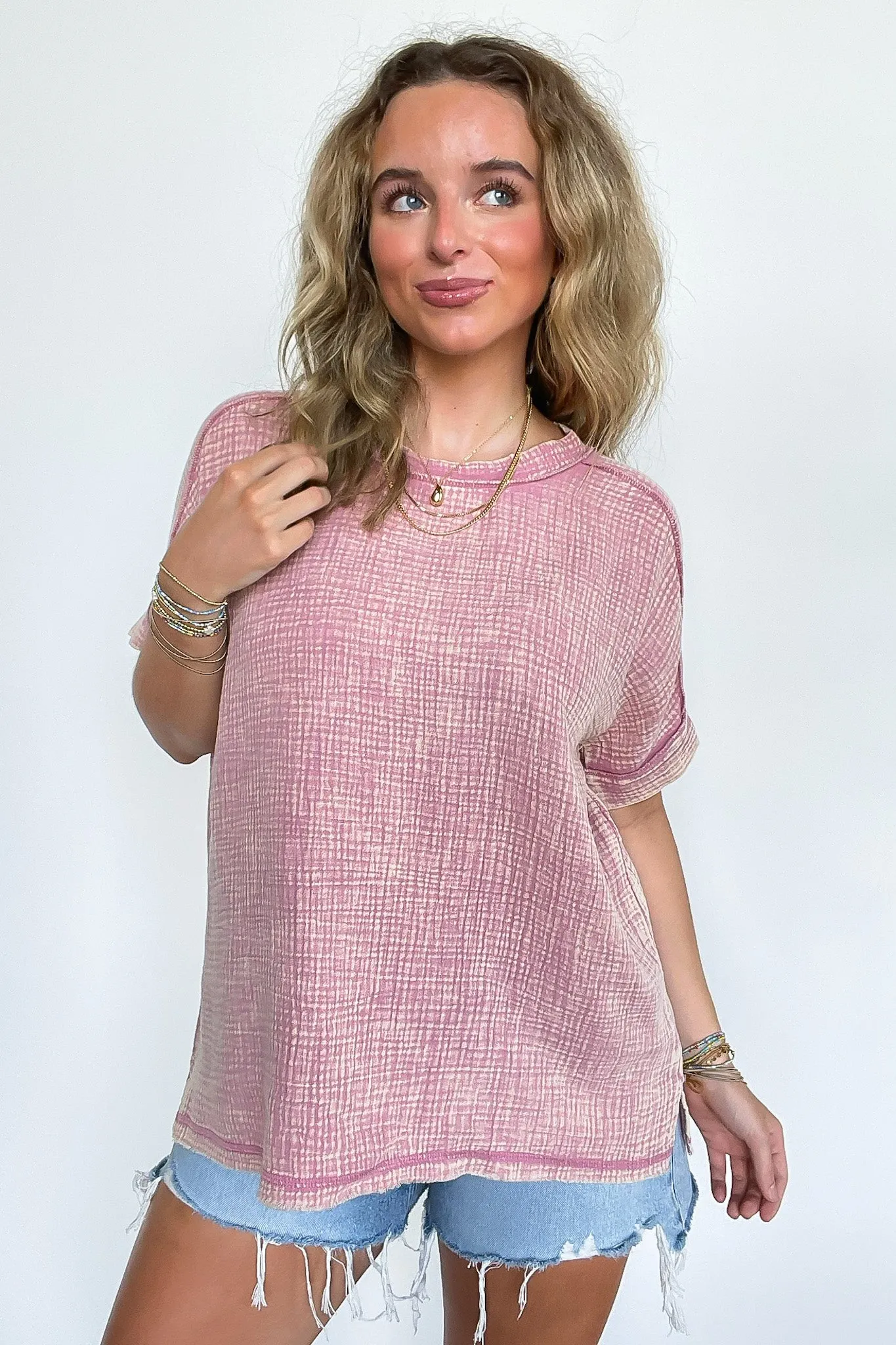 Ashton Acid Wash Double Gauze Top - BACK IN STOCK