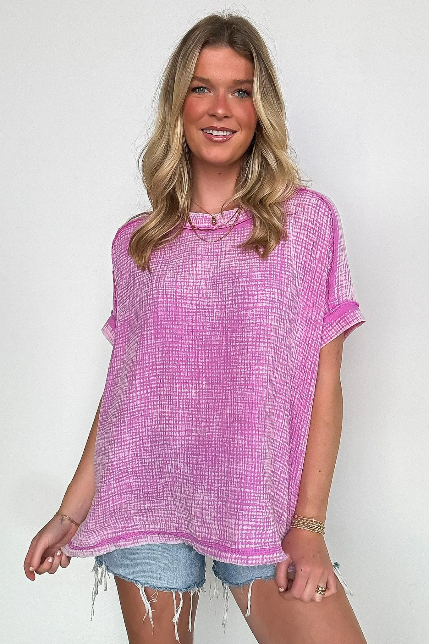 Ashton Acid Wash Double Gauze Top - BACK IN STOCK