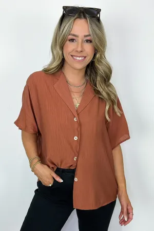 At My Best Button Down Relaxed Top - BACK IN STOCK