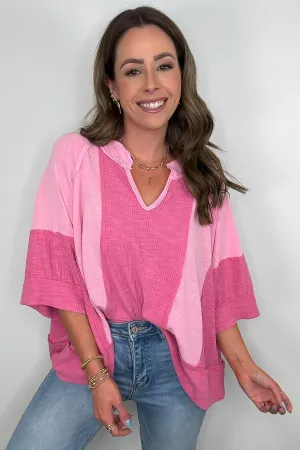 Aurora Dreams Oversized Color Block Contrast Top - BACK IN STOCK