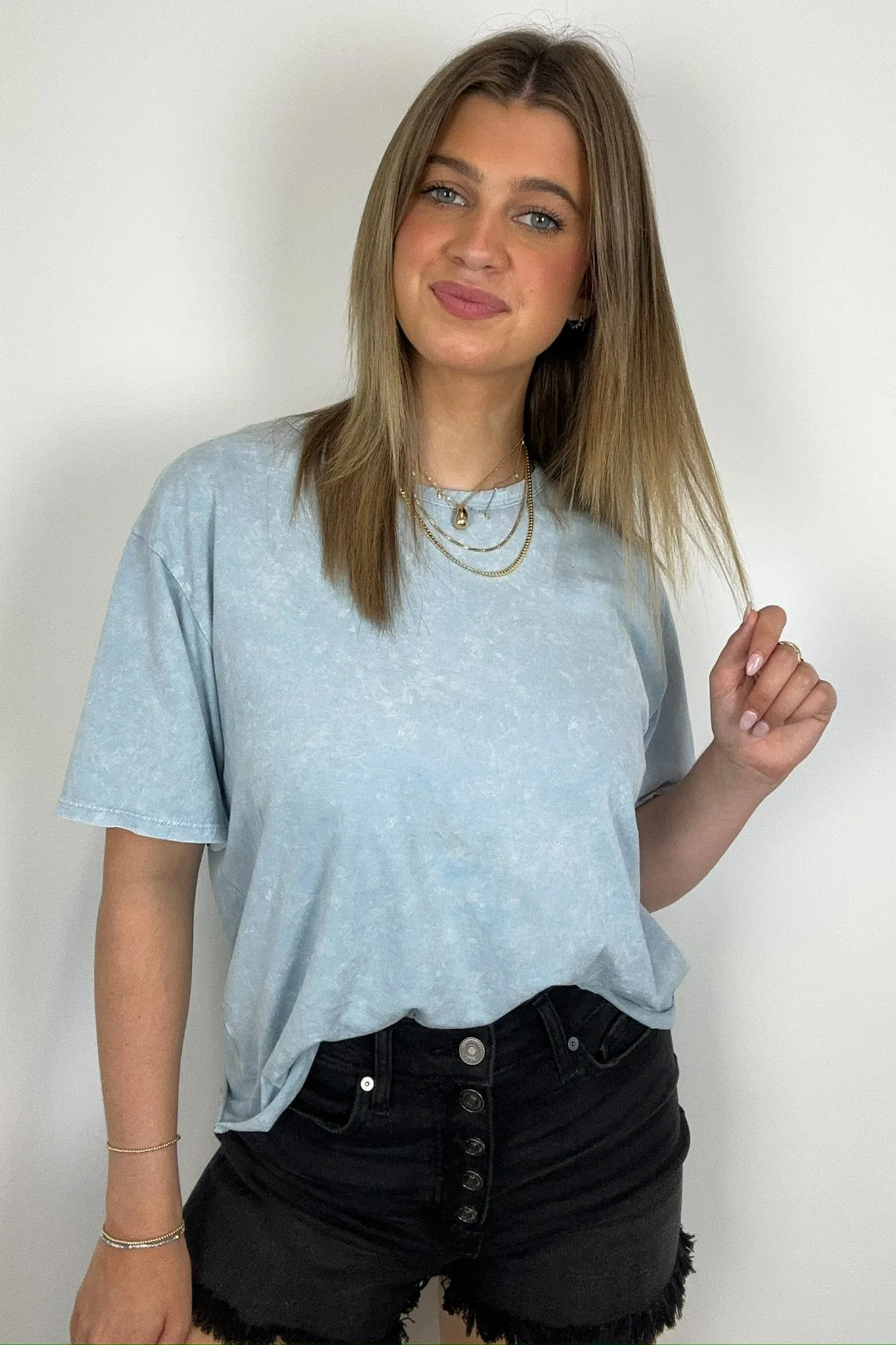 Aurora Nights Mineral Washed Short Sleeve Top - BACK IN STOCK
