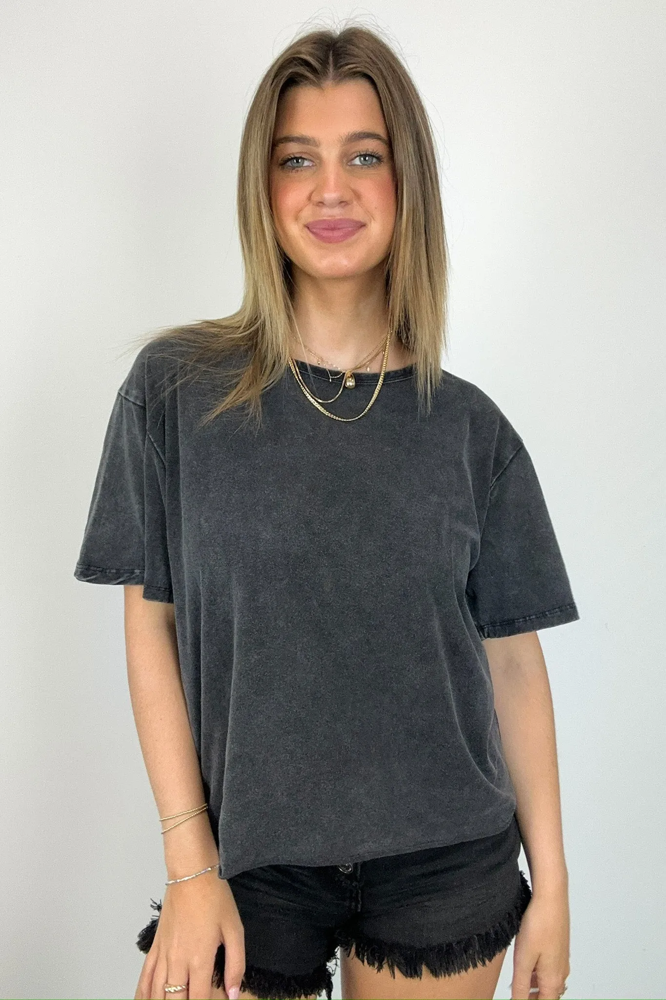 Aurora Nights Mineral Washed Short Sleeve Top - BACK IN STOCK