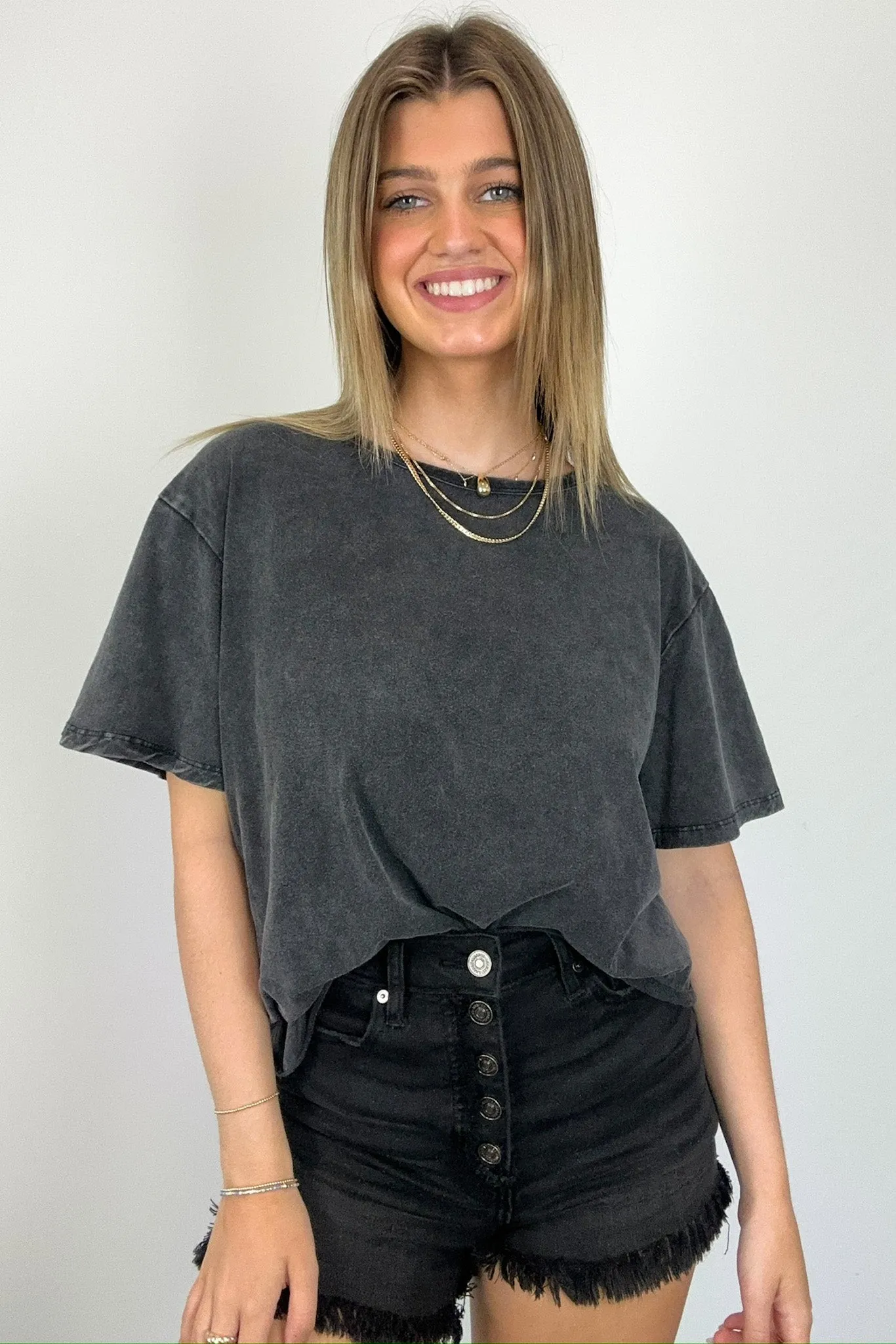 Aurora Nights Mineral Washed Short Sleeve Top - BACK IN STOCK