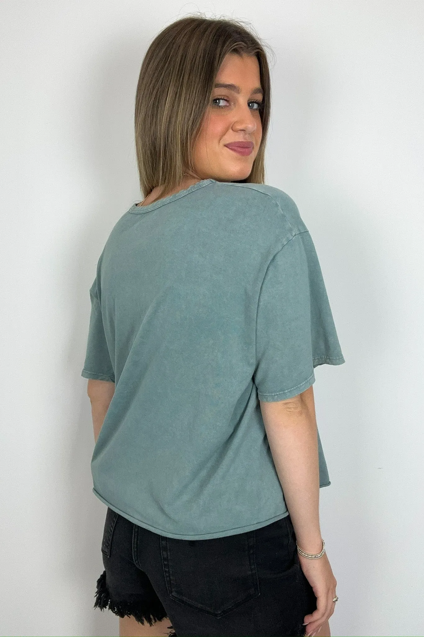 Aurora Nights Mineral Washed Short Sleeve Top - BACK IN STOCK