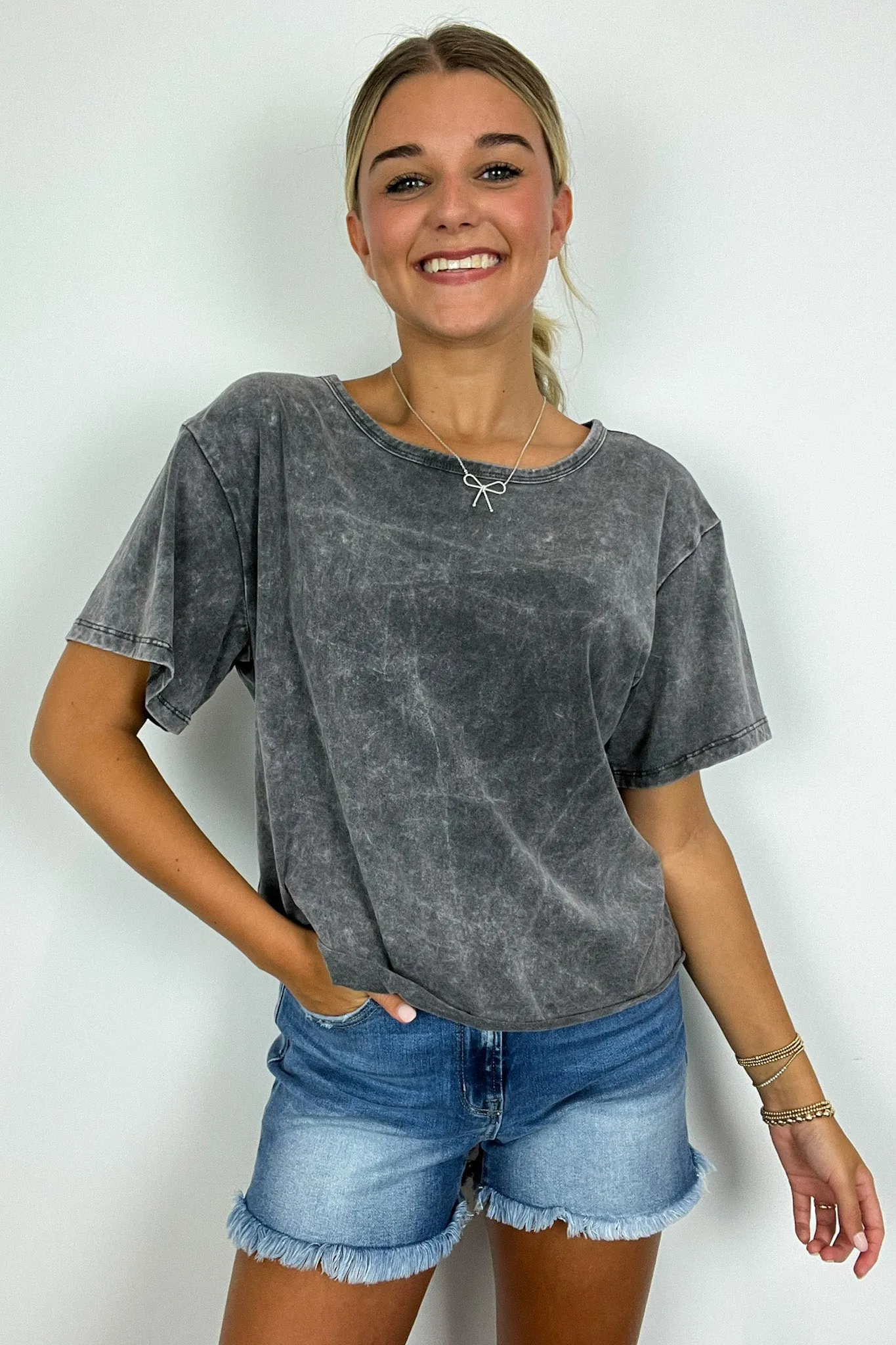 Aurora Nights Mineral Washed Short Sleeve Top - BACK IN STOCK
