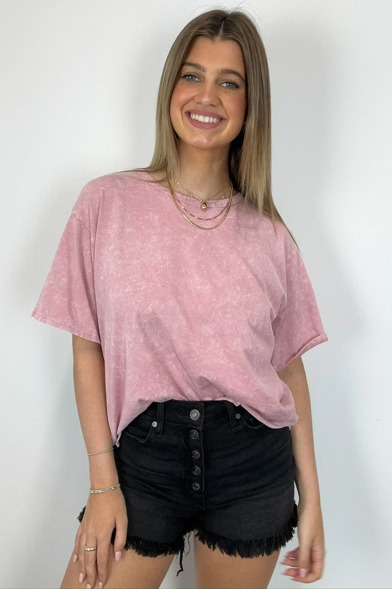 Aurora Nights Mineral Washed Short Sleeve Top - BACK IN STOCK