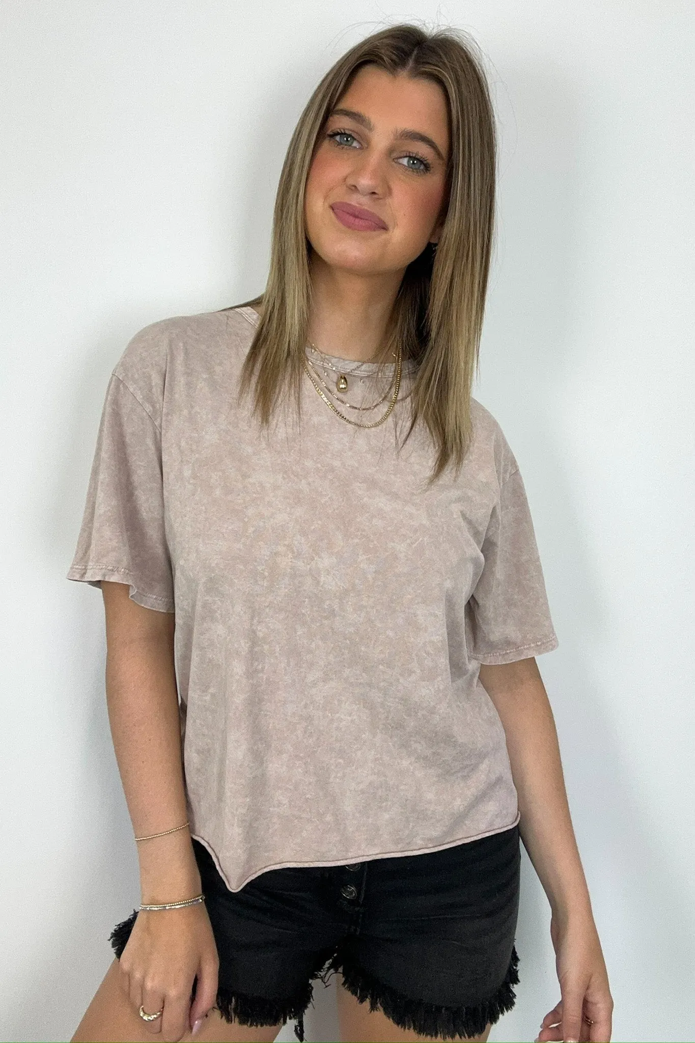 Aurora Nights Mineral Washed Short Sleeve Top - BACK IN STOCK