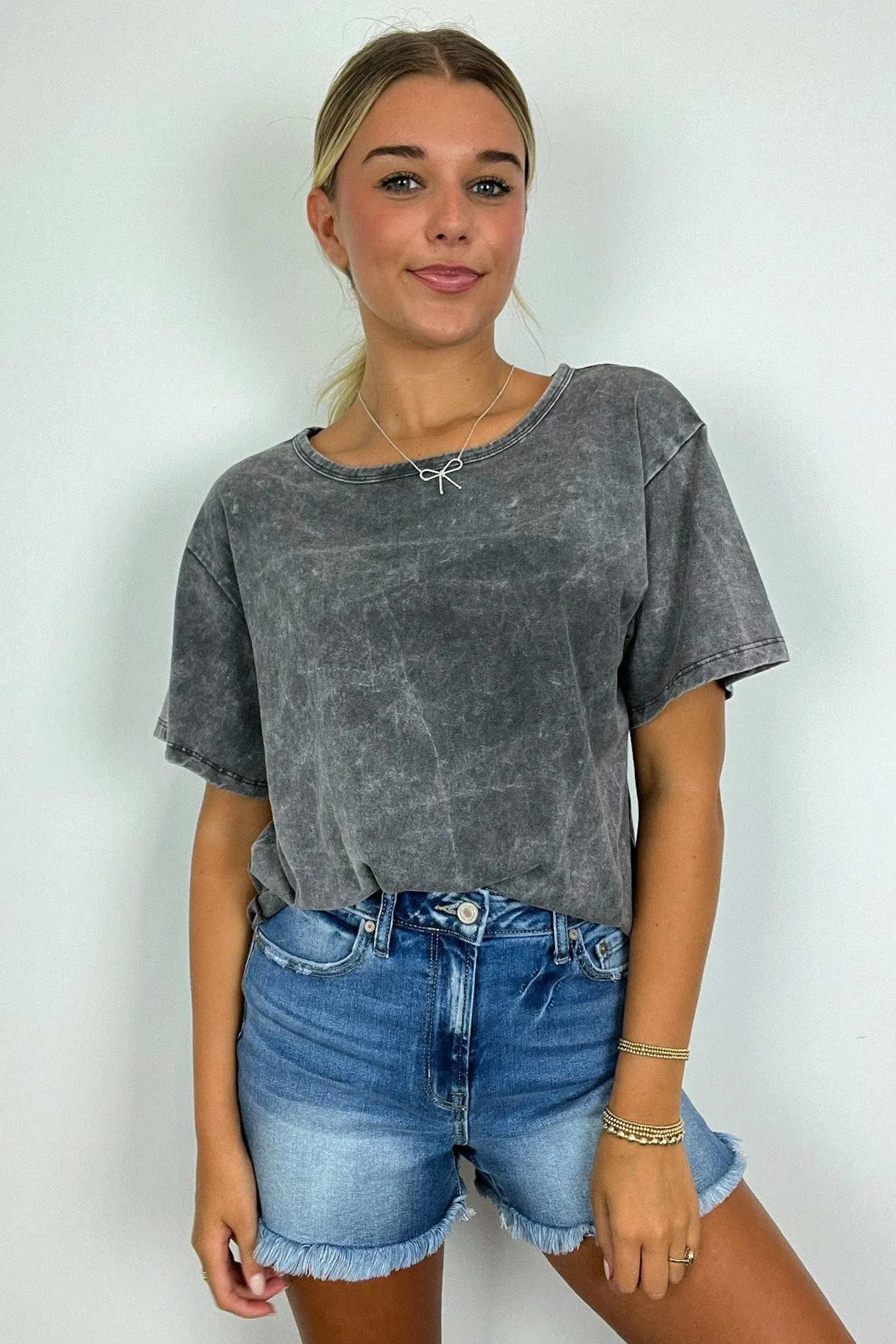 Aurora Nights Mineral Washed Short Sleeve Top - BACK IN STOCK