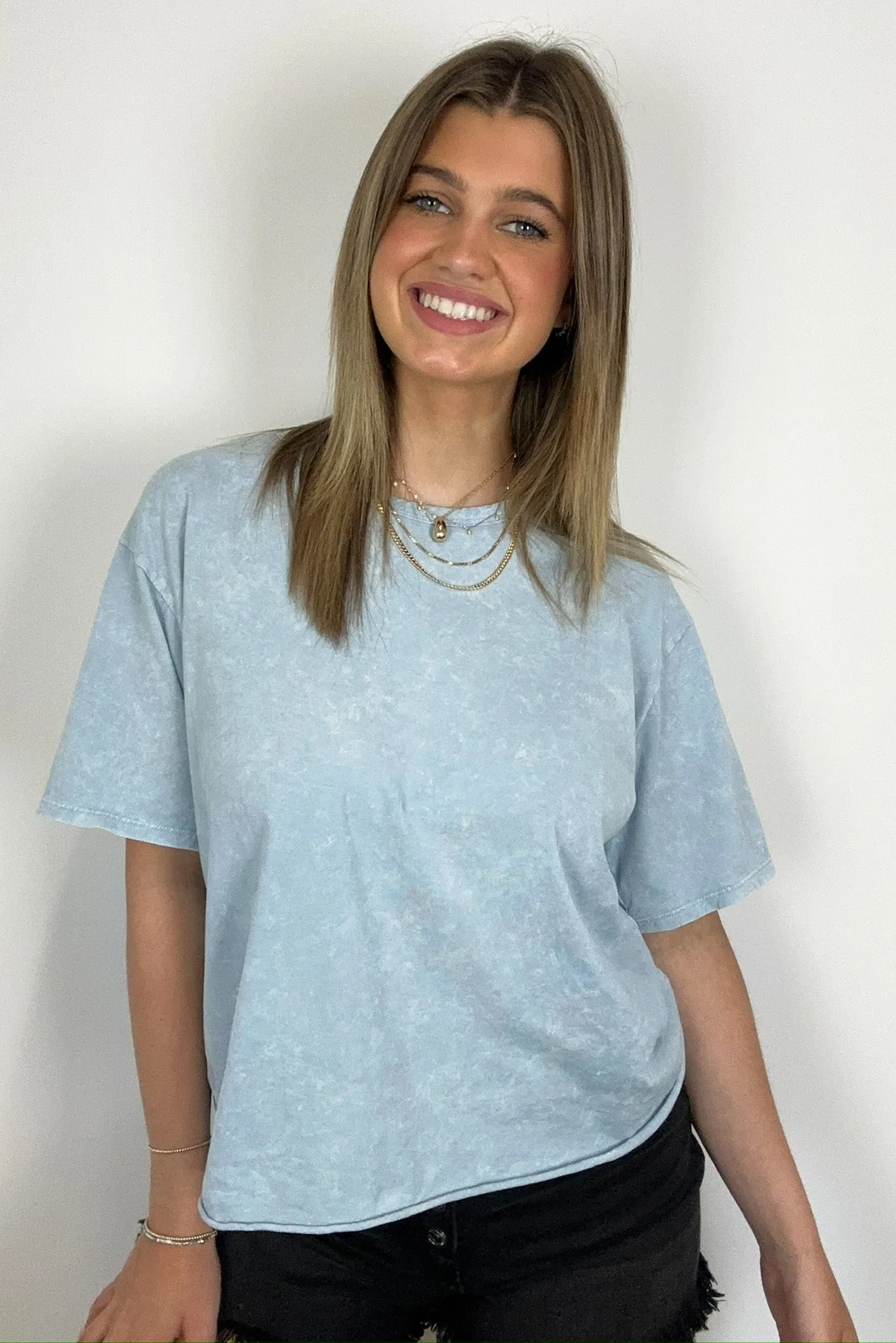Aurora Nights Mineral Washed Short Sleeve Top - BACK IN STOCK