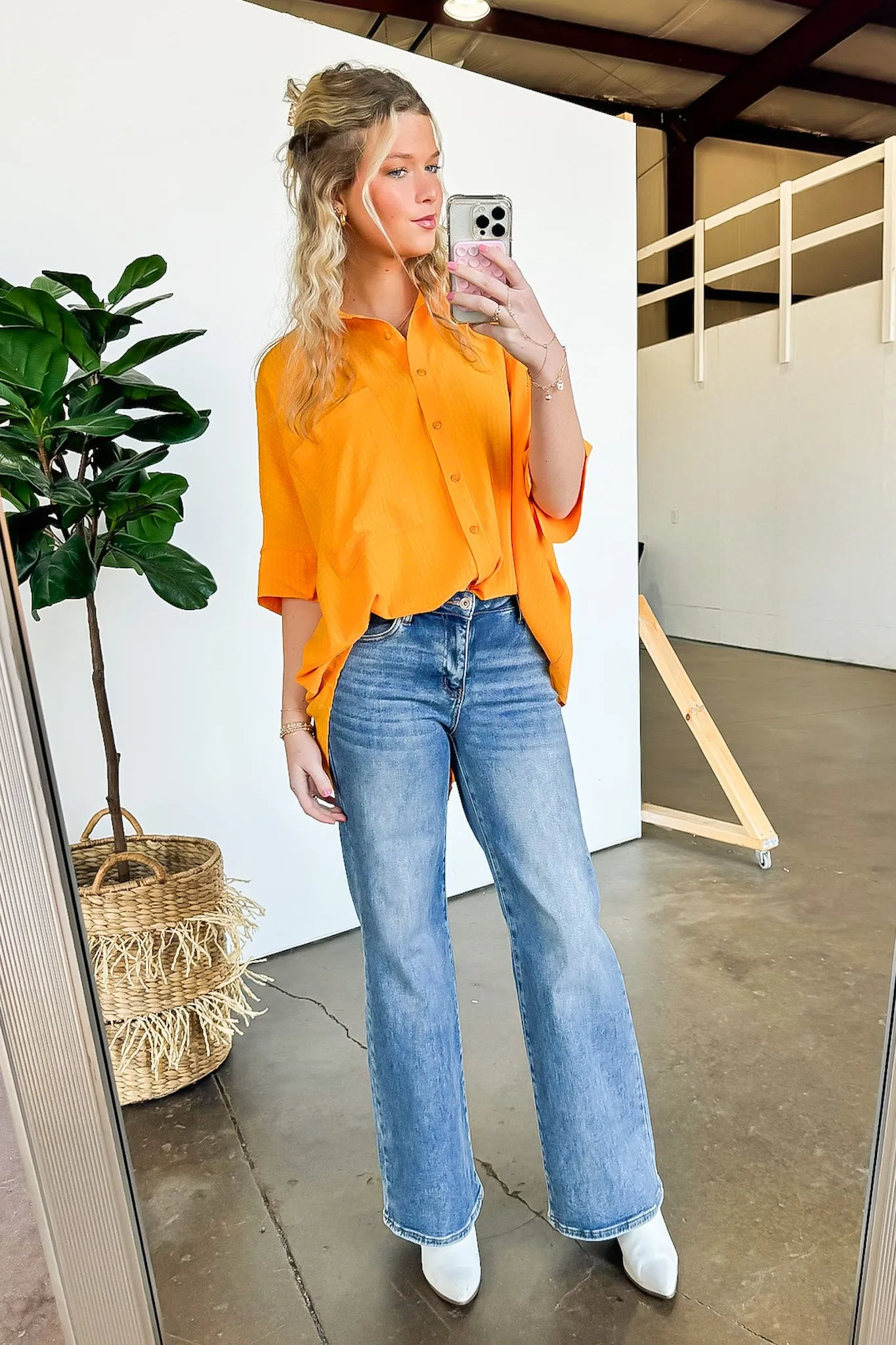 Ayla Textured Knit Button Down Top