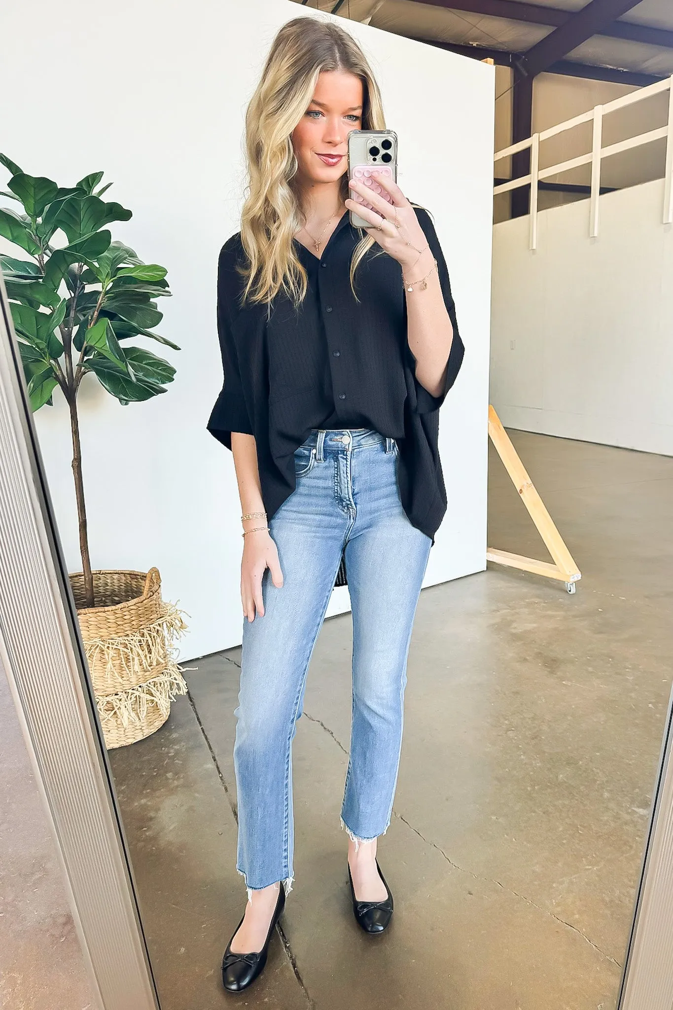 Ayla Textured Knit Button Down Top