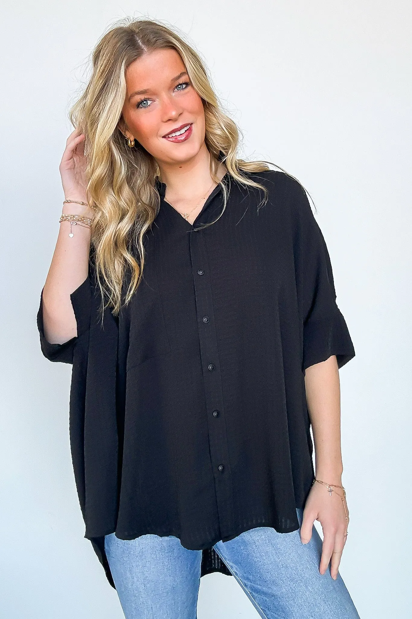 Ayla Textured Knit Button Down Top