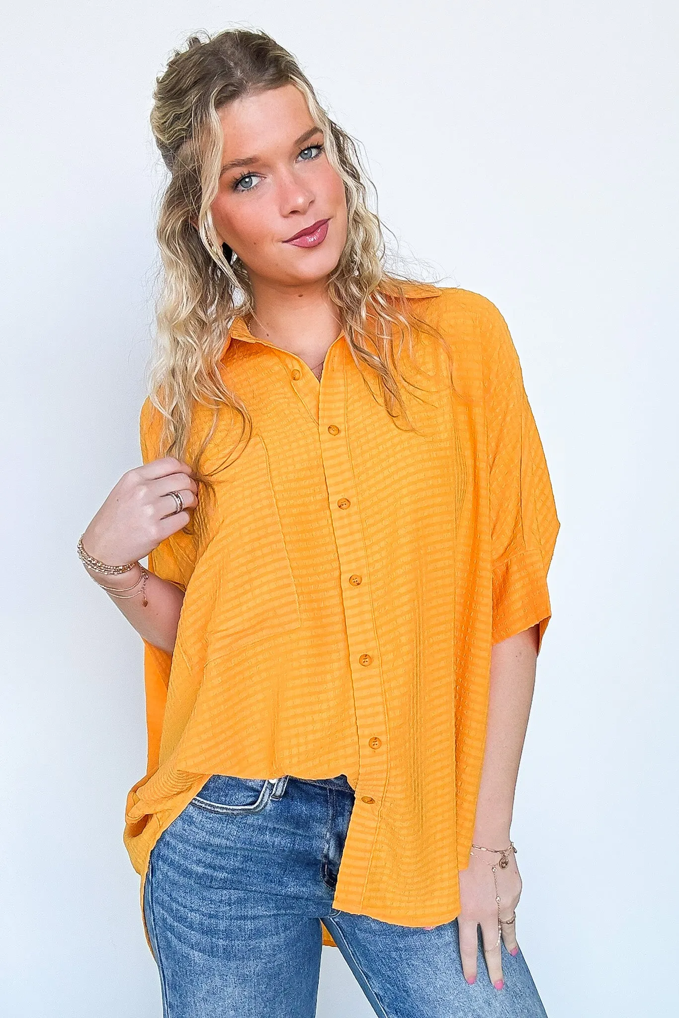 Ayla Textured Knit Button Down Top
