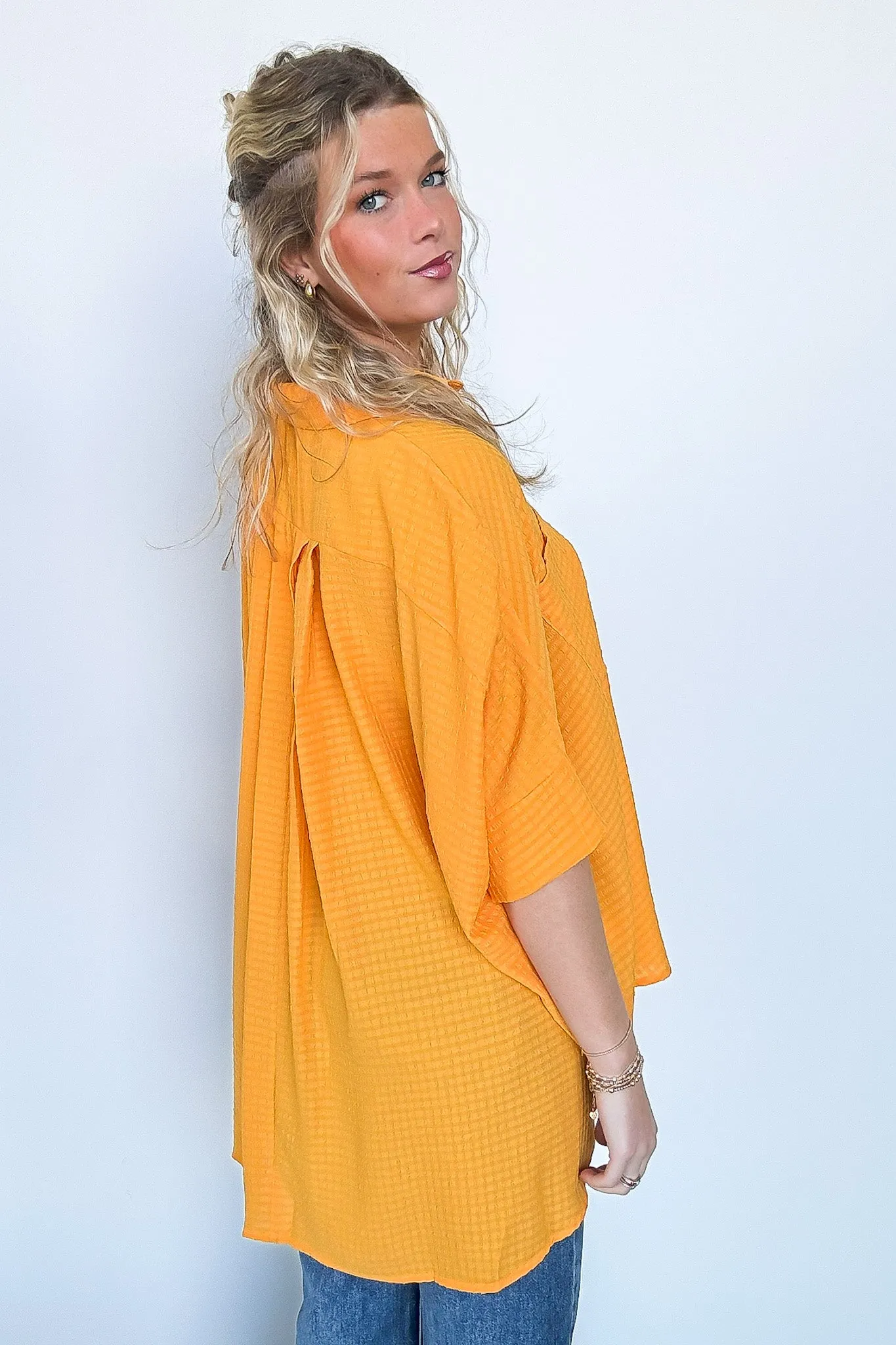 Ayla Textured Knit Button Down Top