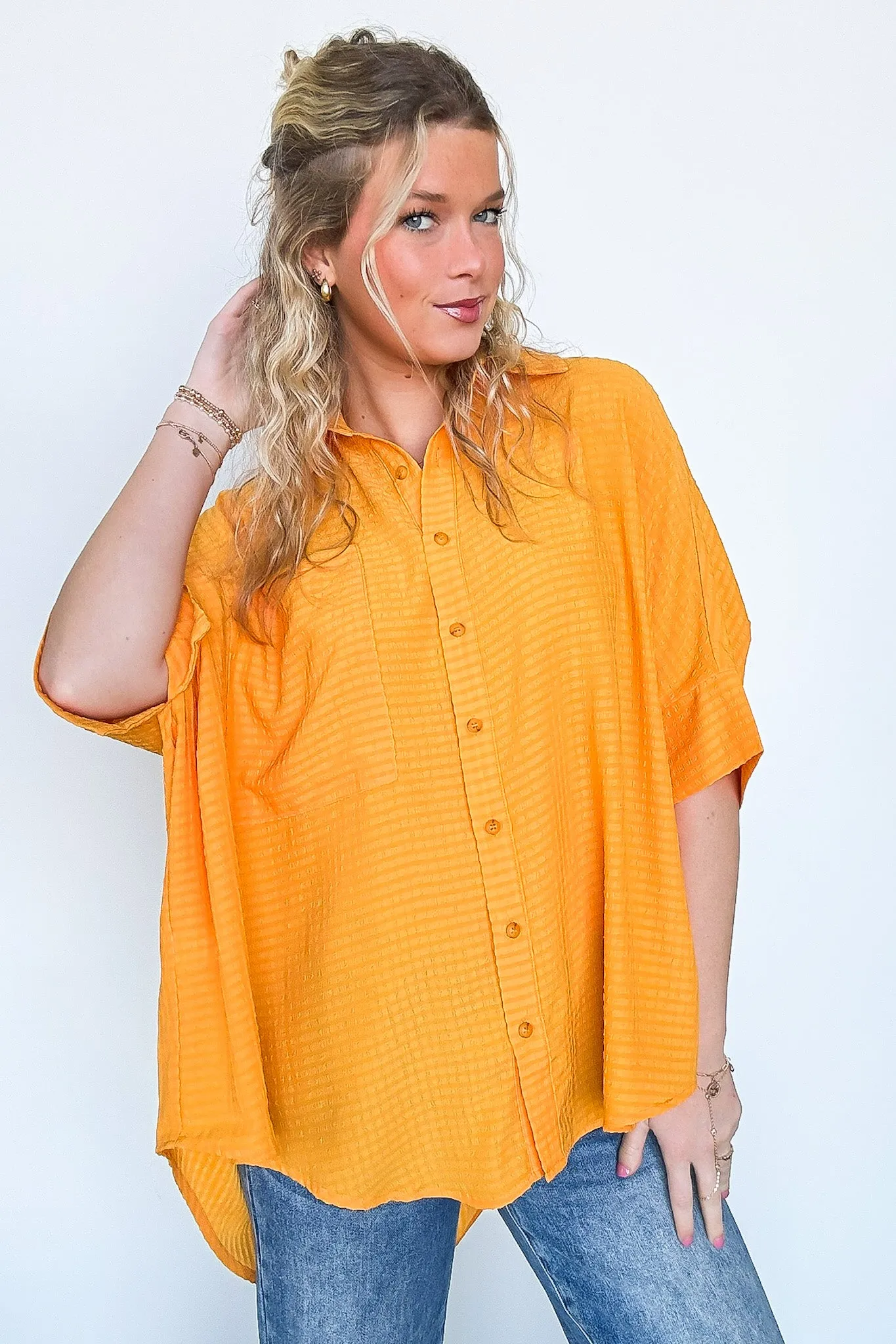 Ayla Textured Knit Button Down Top