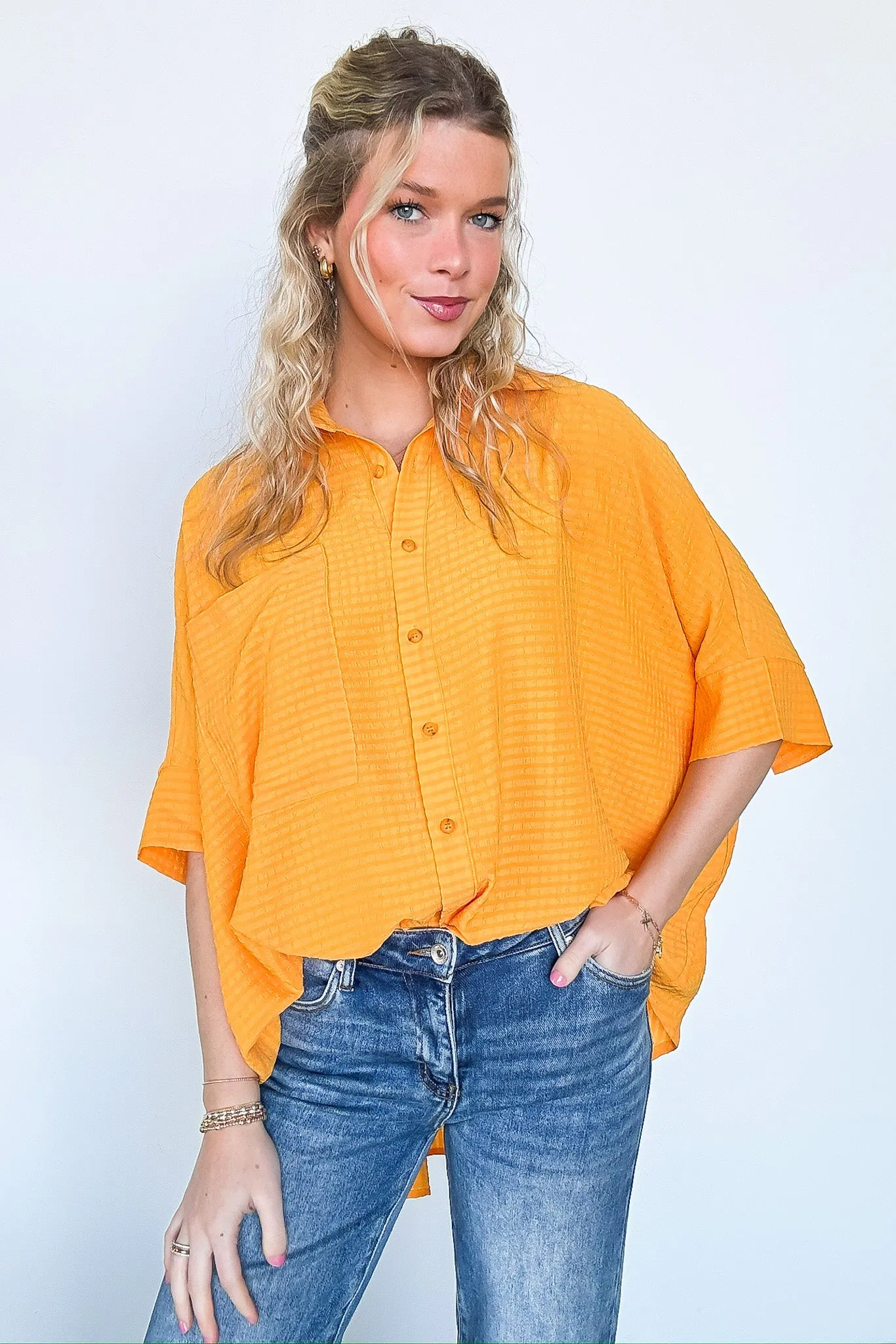 Ayla Textured Knit Button Down Top