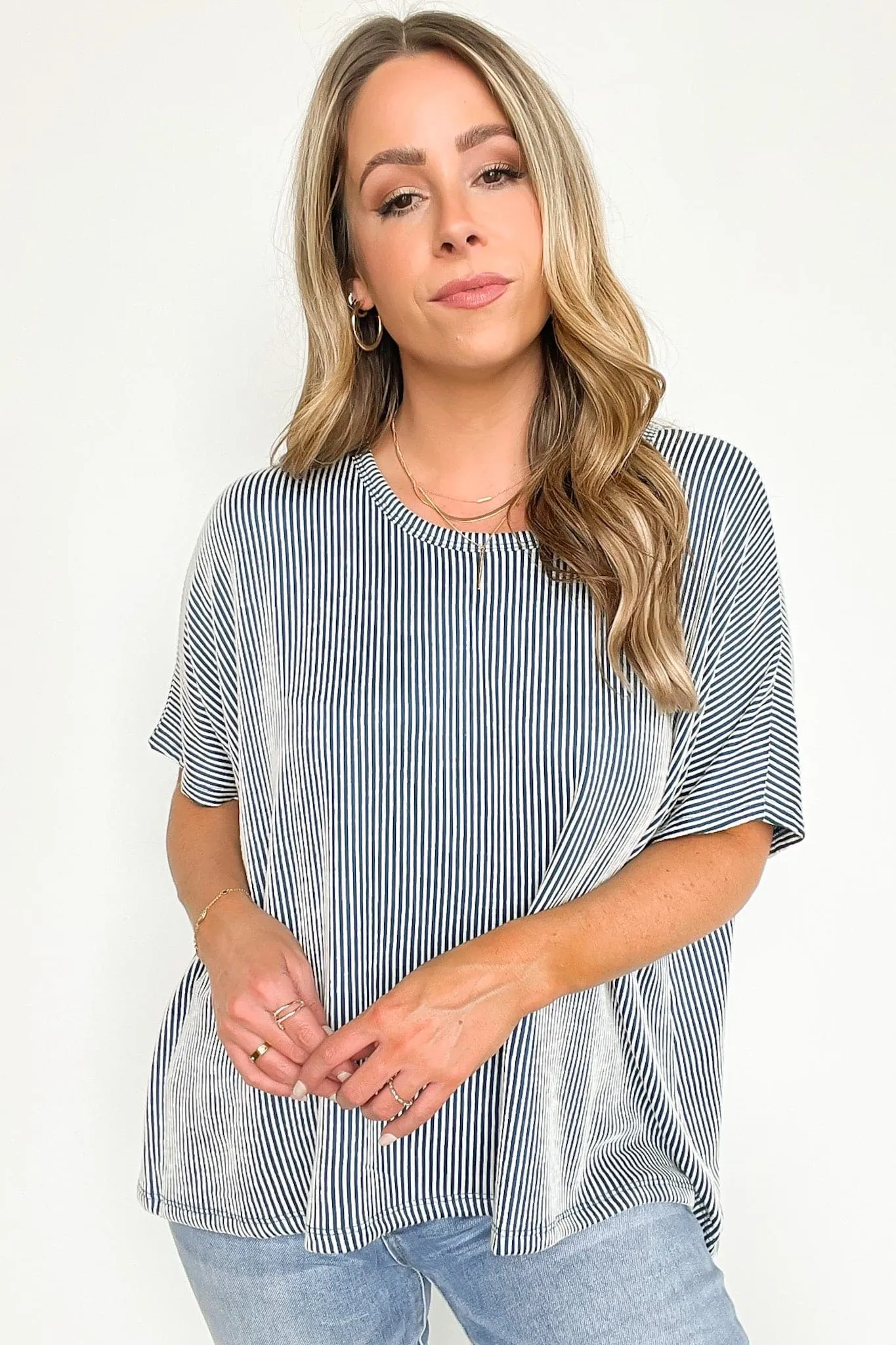 Beatryx Two Tone Rib Knit Oversized Top - BACK IN STOCK