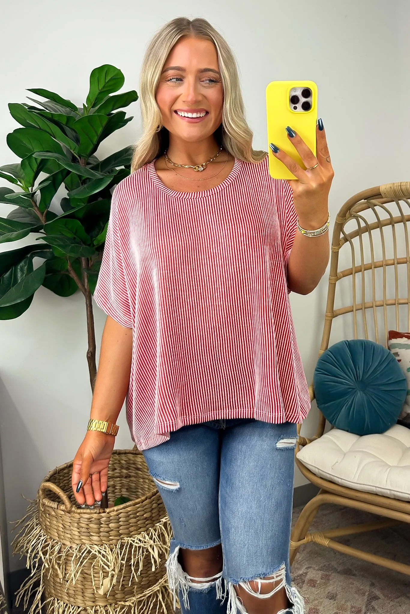 Beatryx Two Tone Rib Knit Oversized Top - BACK IN STOCK