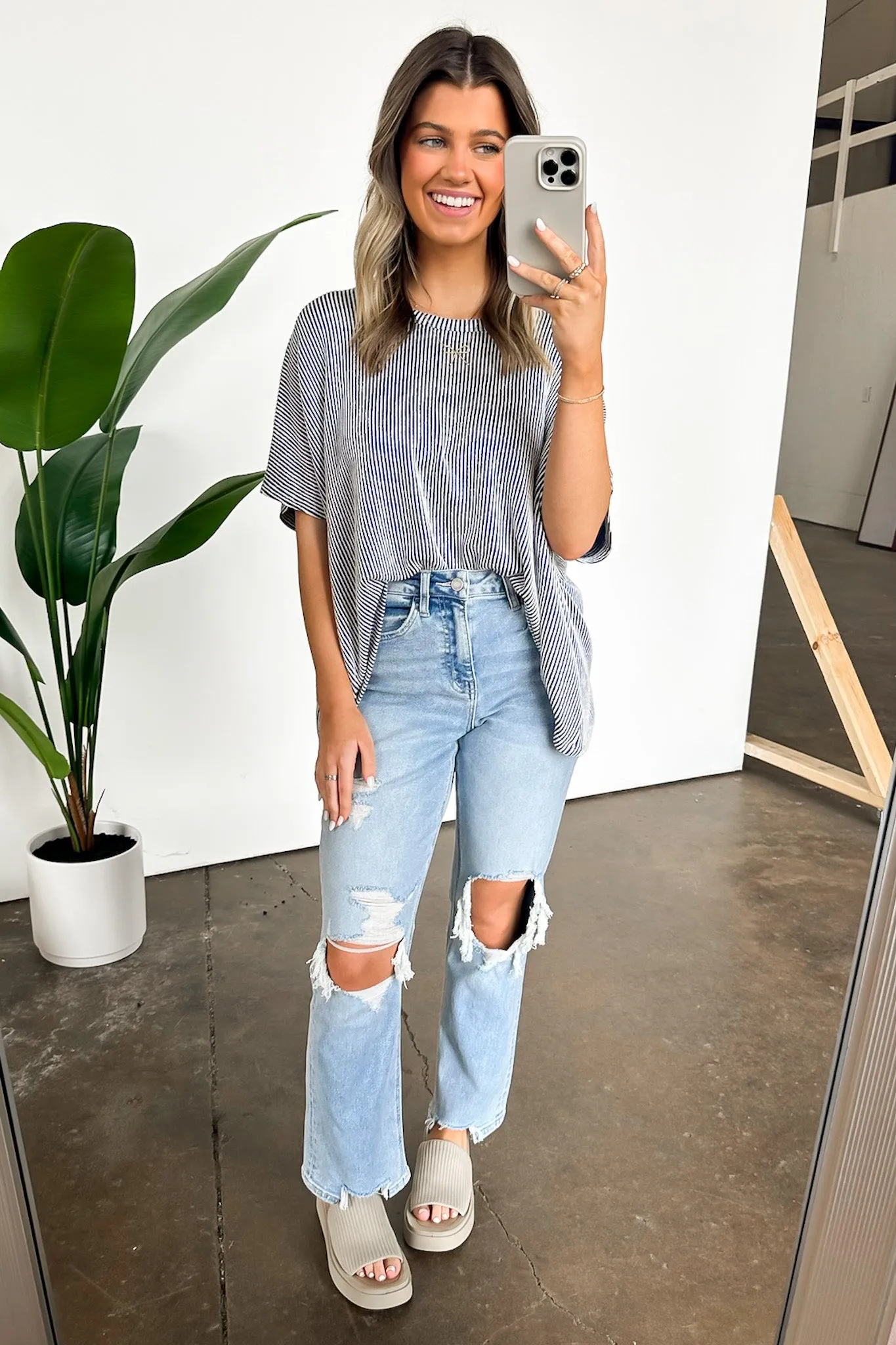 Beatryx Two Tone Rib Knit Oversized Top - BACK IN STOCK