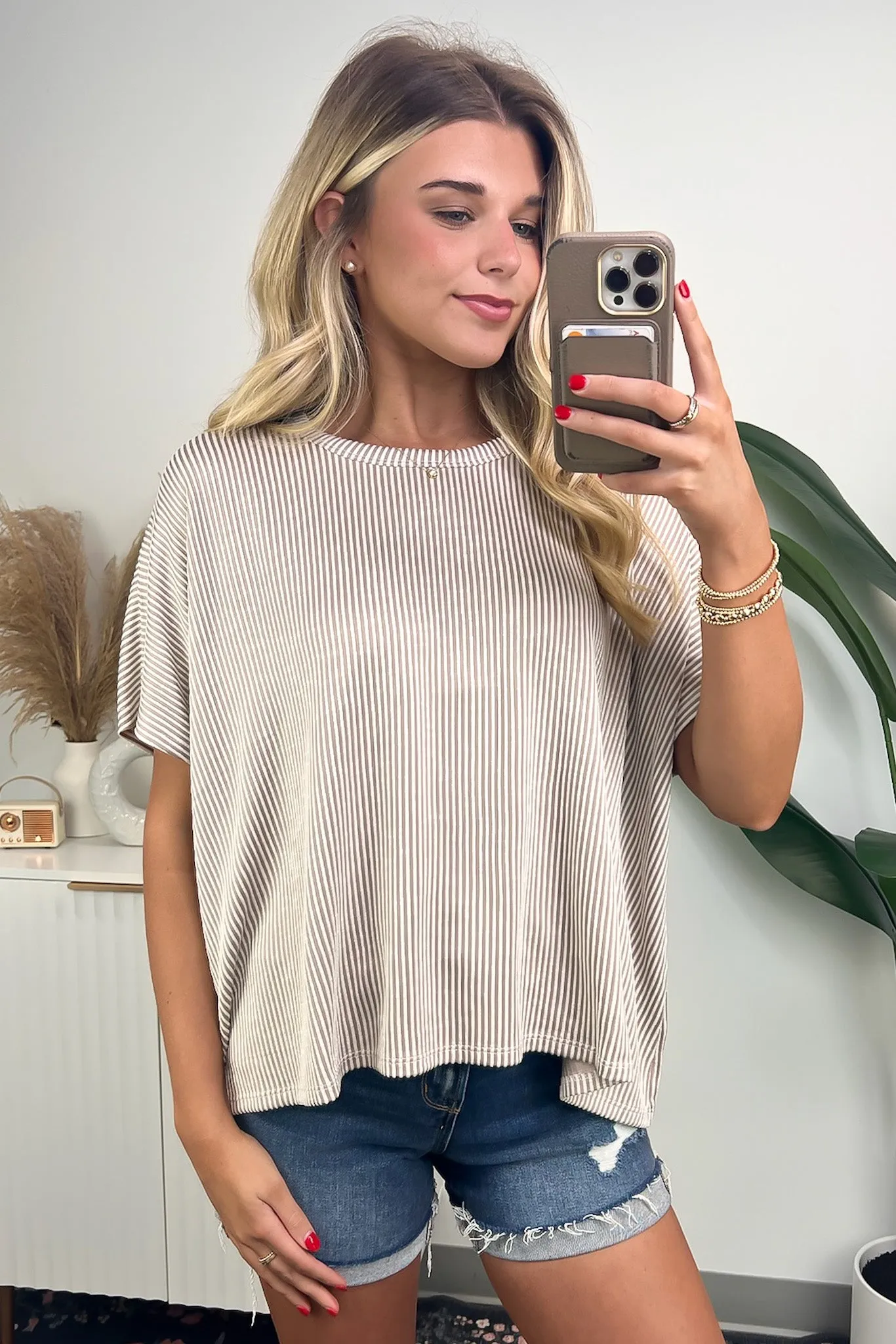 Beatryx Two Tone Rib Knit Oversized Top - BACK IN STOCK