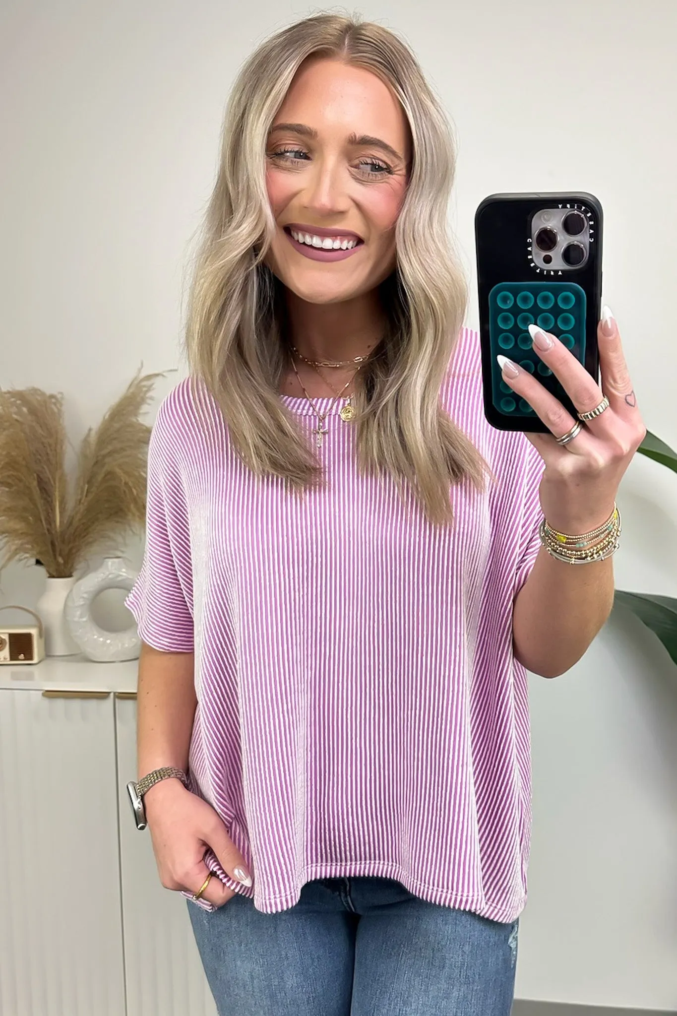 Beatryx Two Tone Rib Knit Oversized Top - BACK IN STOCK