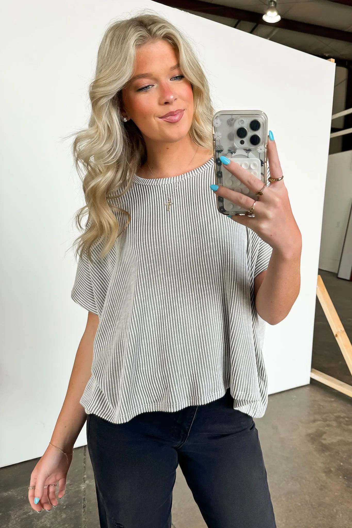 Beatryx Two Tone Rib Knit Oversized Top - BACK IN STOCK