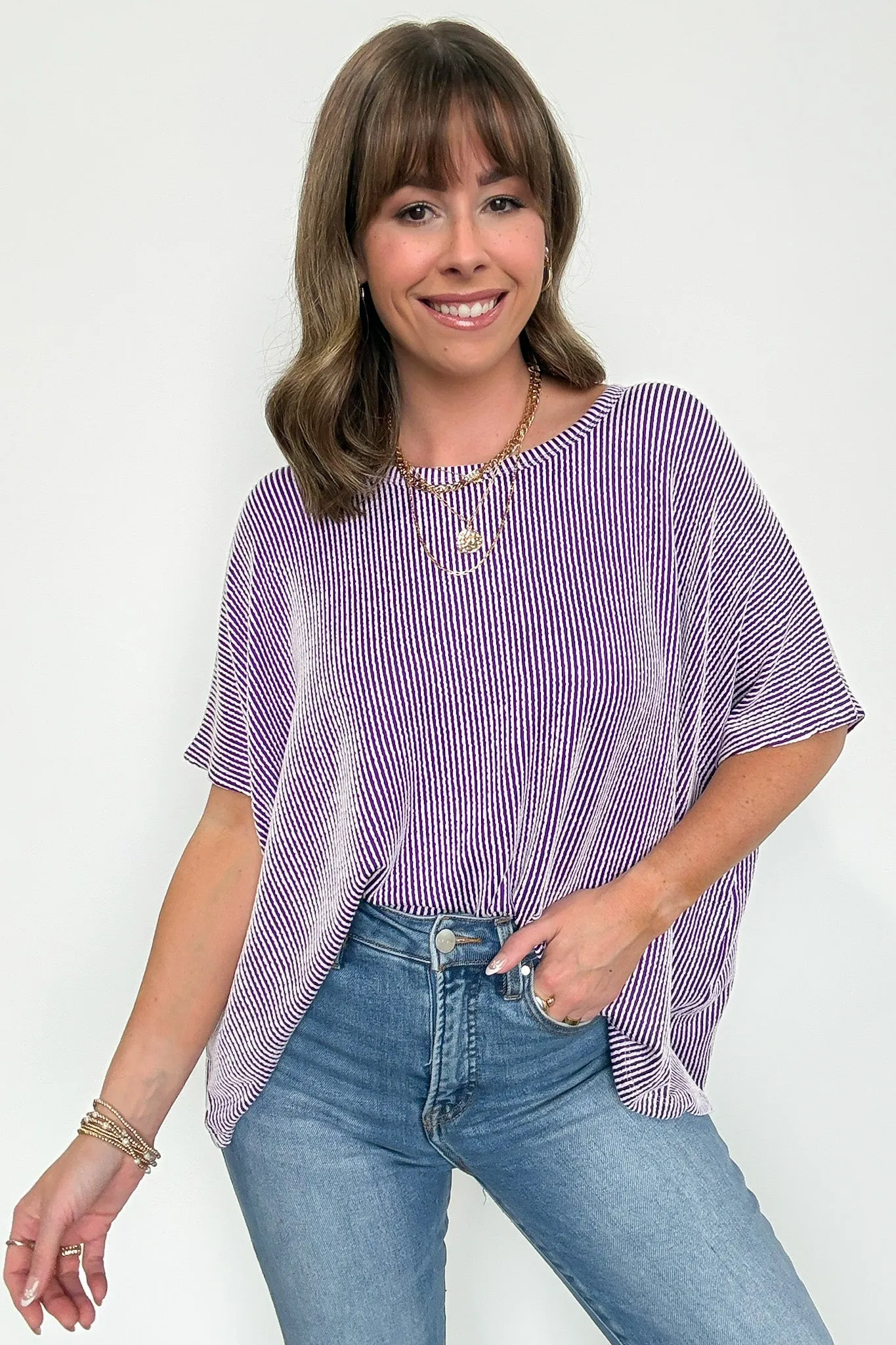 Beatryx Two Tone Rib Knit Oversized Top - BACK IN STOCK
