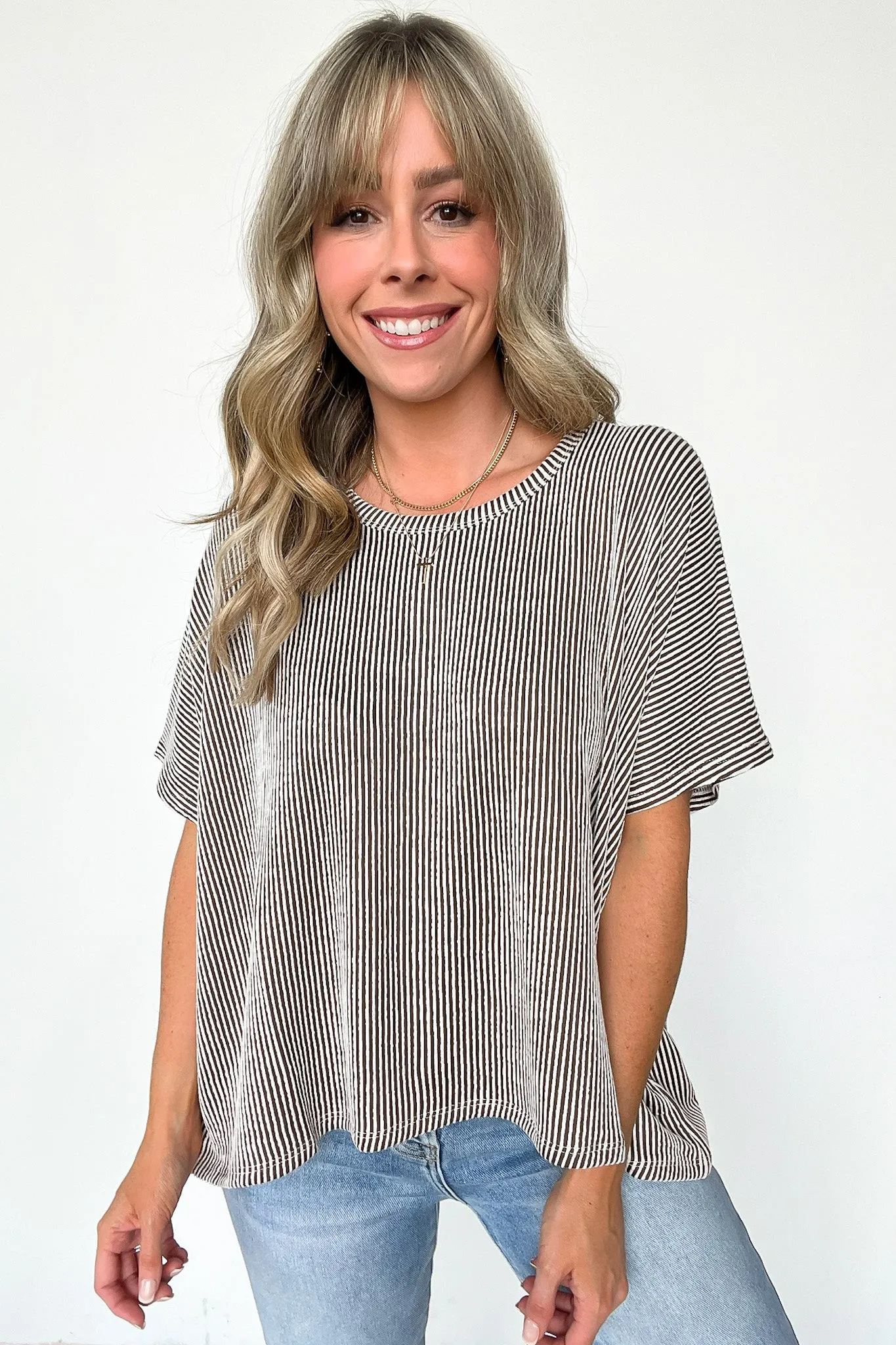 Beatryx Two Tone Rib Knit Oversized Top - BACK IN STOCK