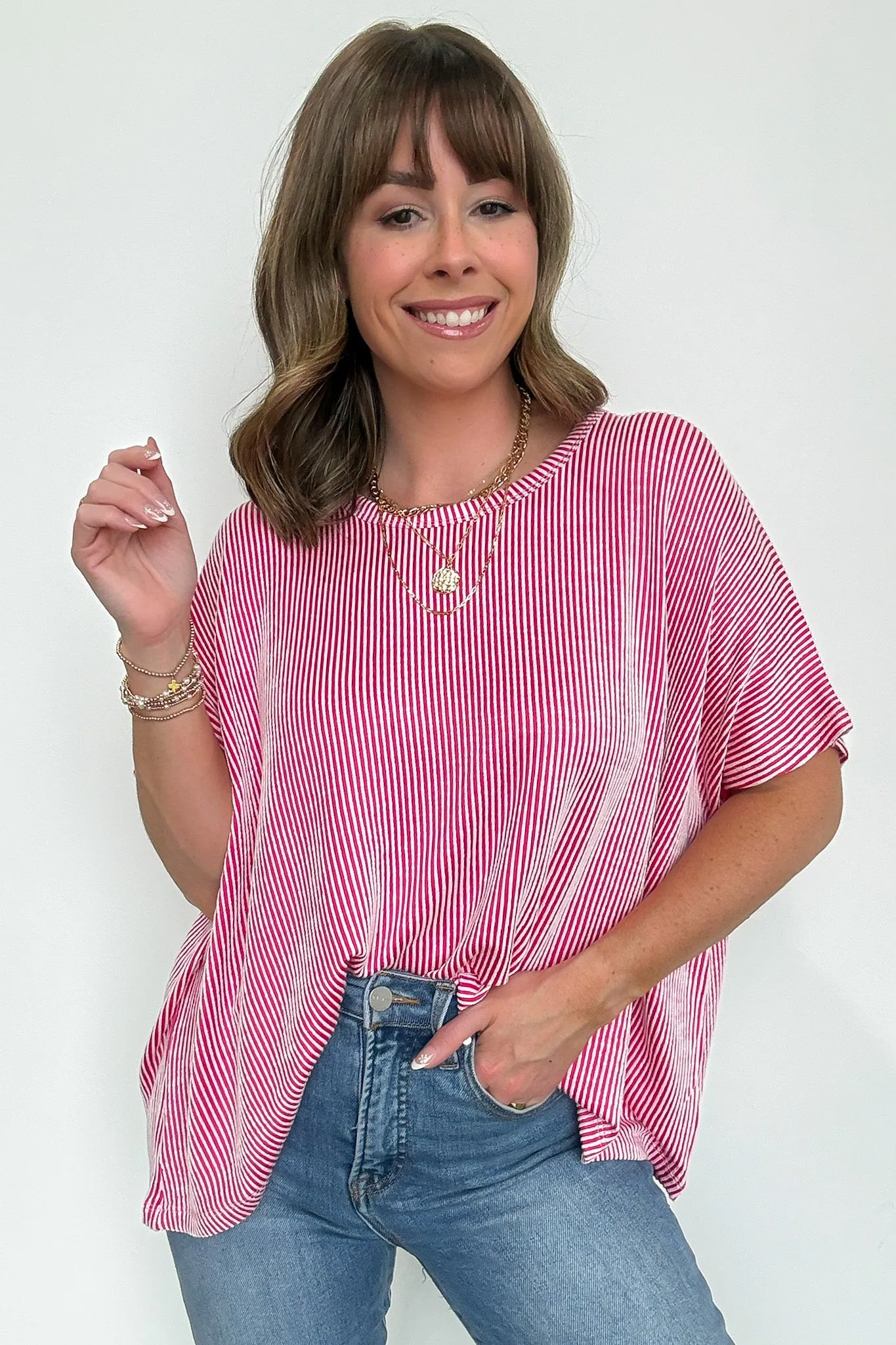 Beatryx Two Tone Rib Knit Oversized Top - BACK IN STOCK