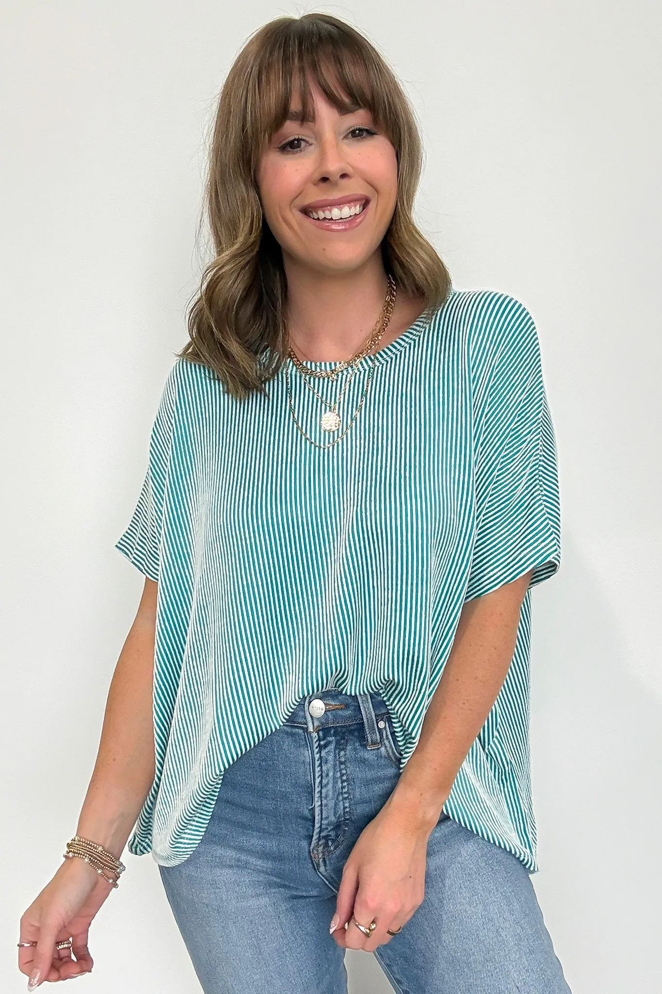 Beatryx Two Tone Rib Knit Oversized Top - BACK IN STOCK