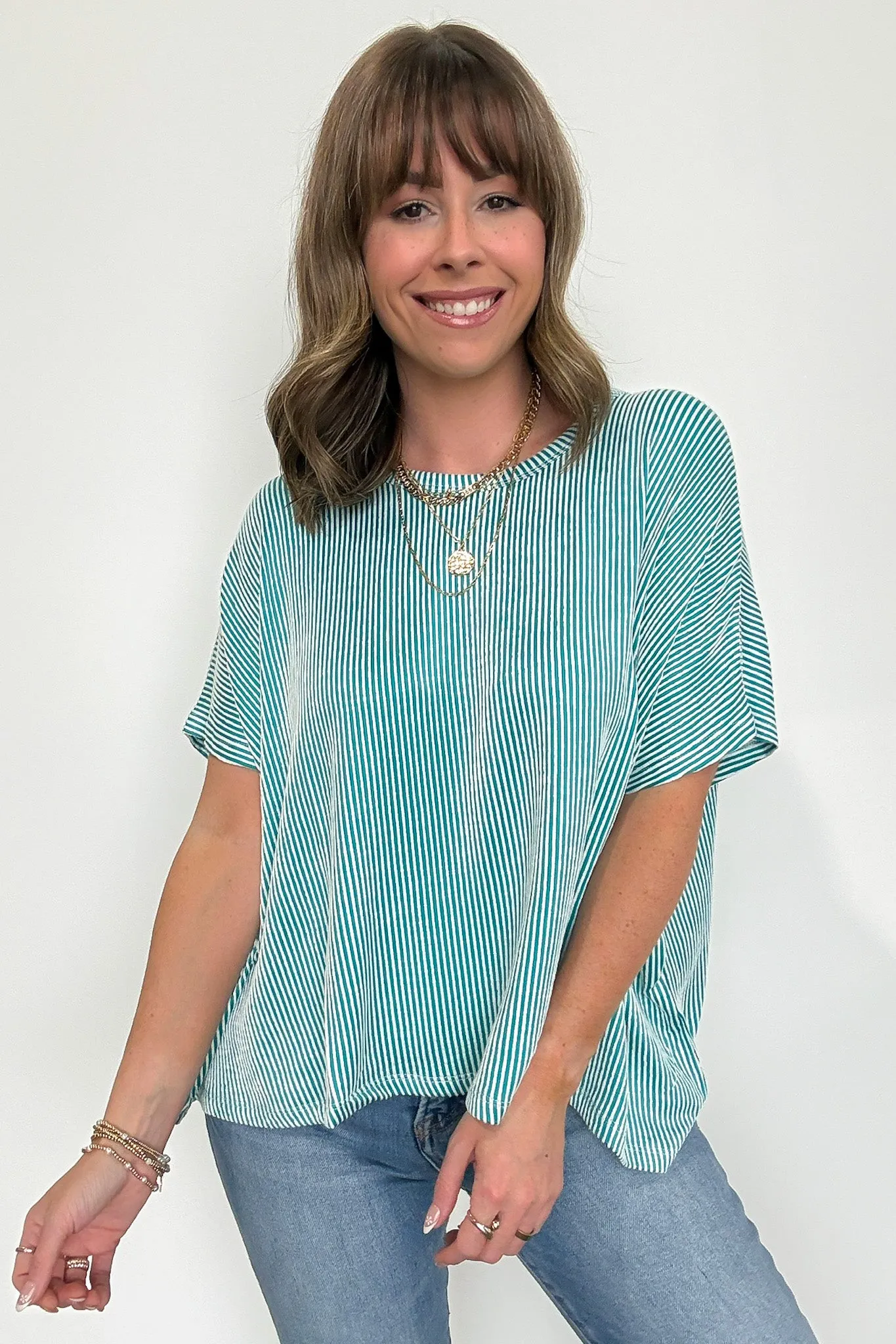 Beatryx Two Tone Rib Knit Oversized Top - BACK IN STOCK