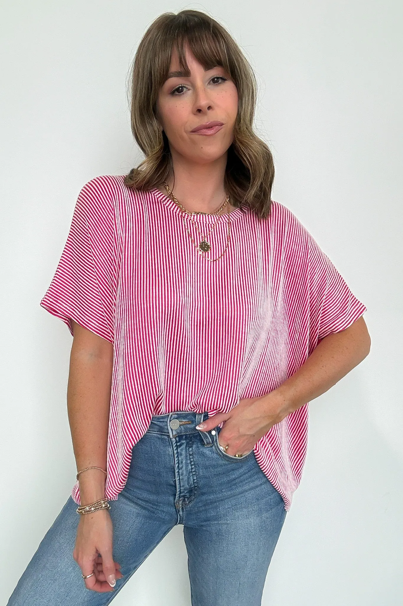 Beatryx Two Tone Rib Knit Oversized Top - BACK IN STOCK