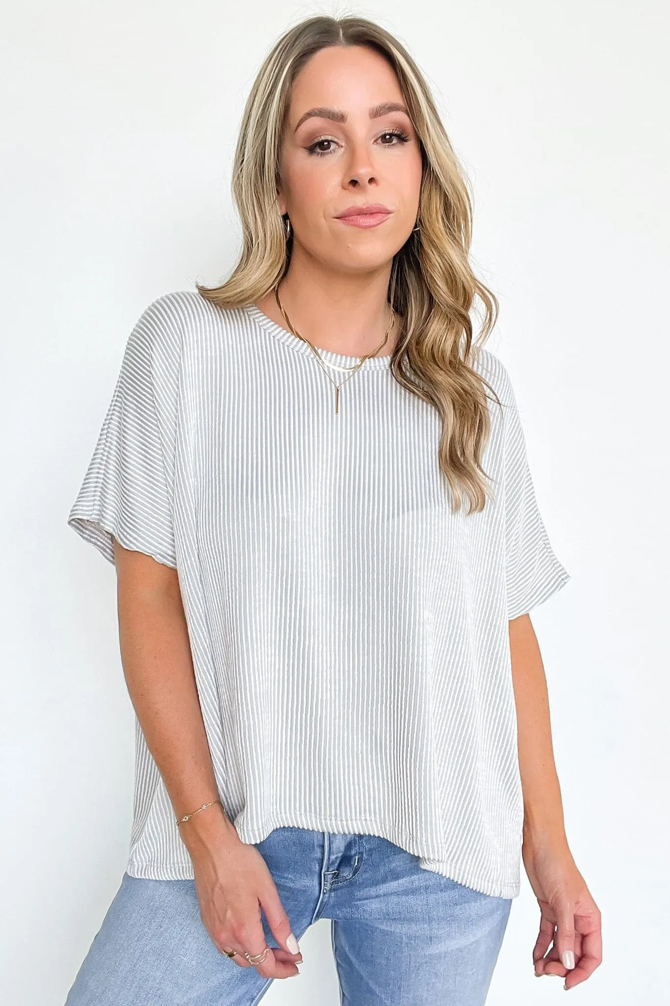 Beatryx Two Tone Rib Knit Oversized Top - BACK IN STOCK
