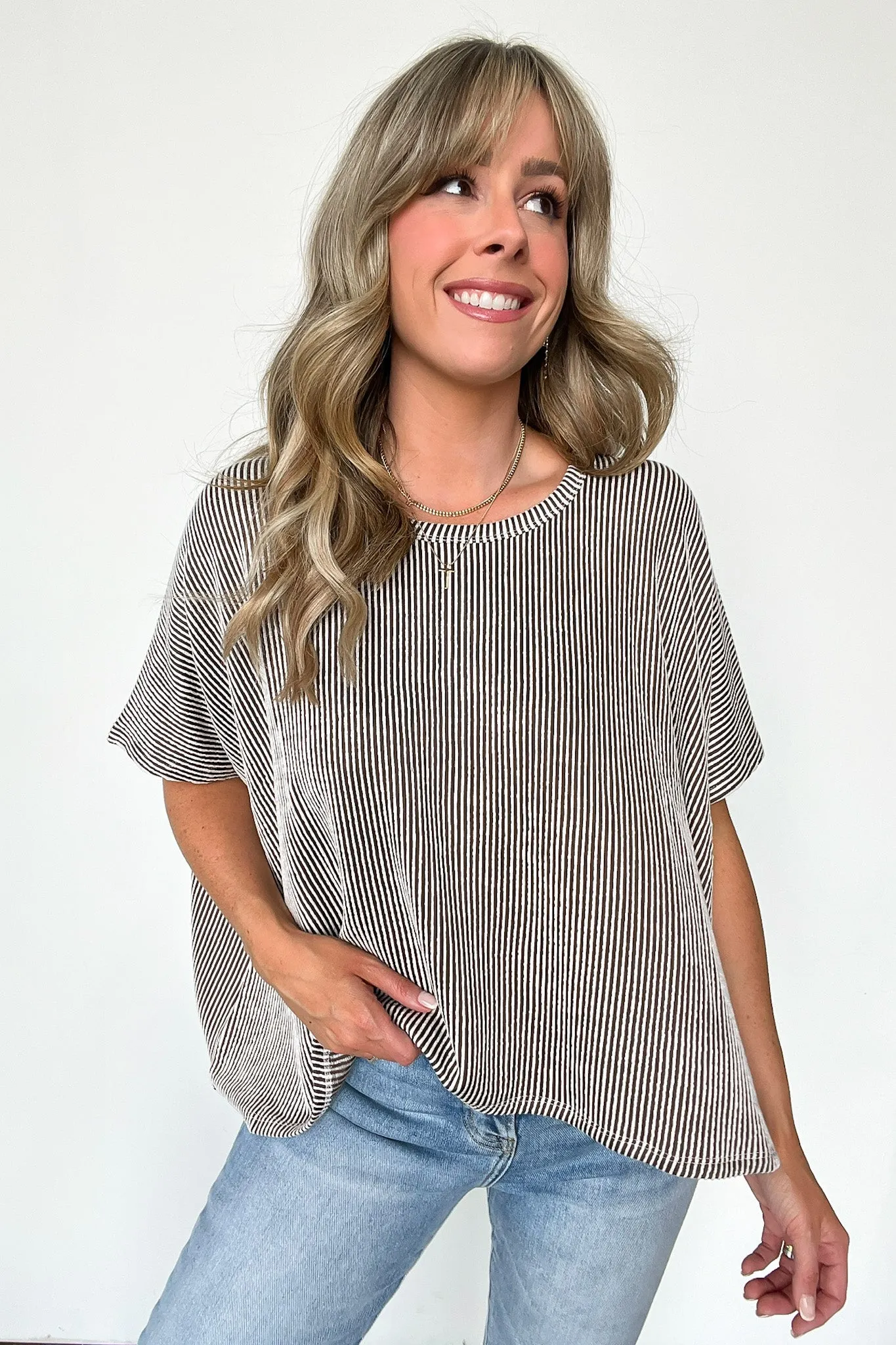 Beatryx Two Tone Rib Knit Oversized Top - BACK IN STOCK