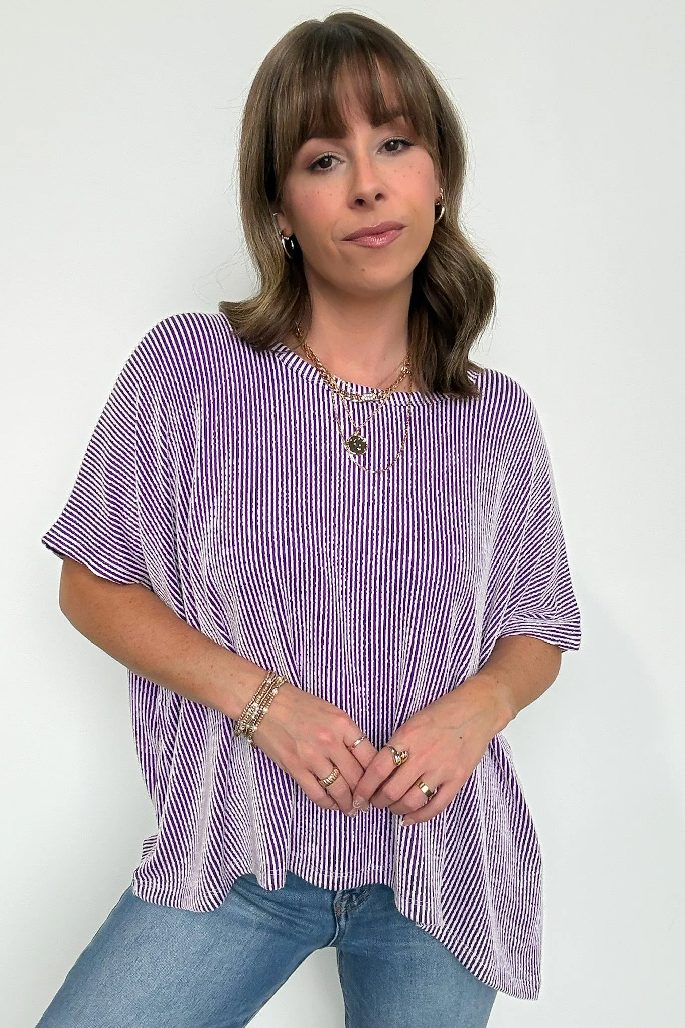Beatryx Two Tone Rib Knit Oversized Top - BACK IN STOCK