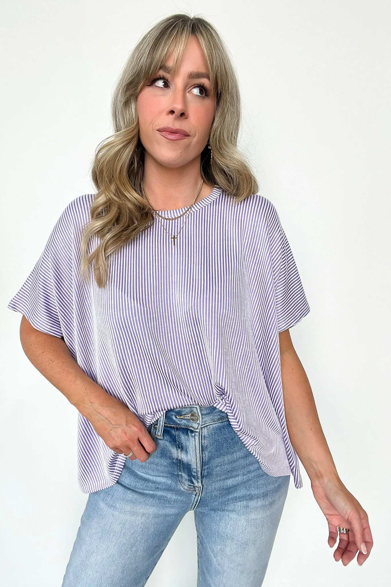 Beatryx Two Tone Rib Knit Oversized Top - BACK IN STOCK