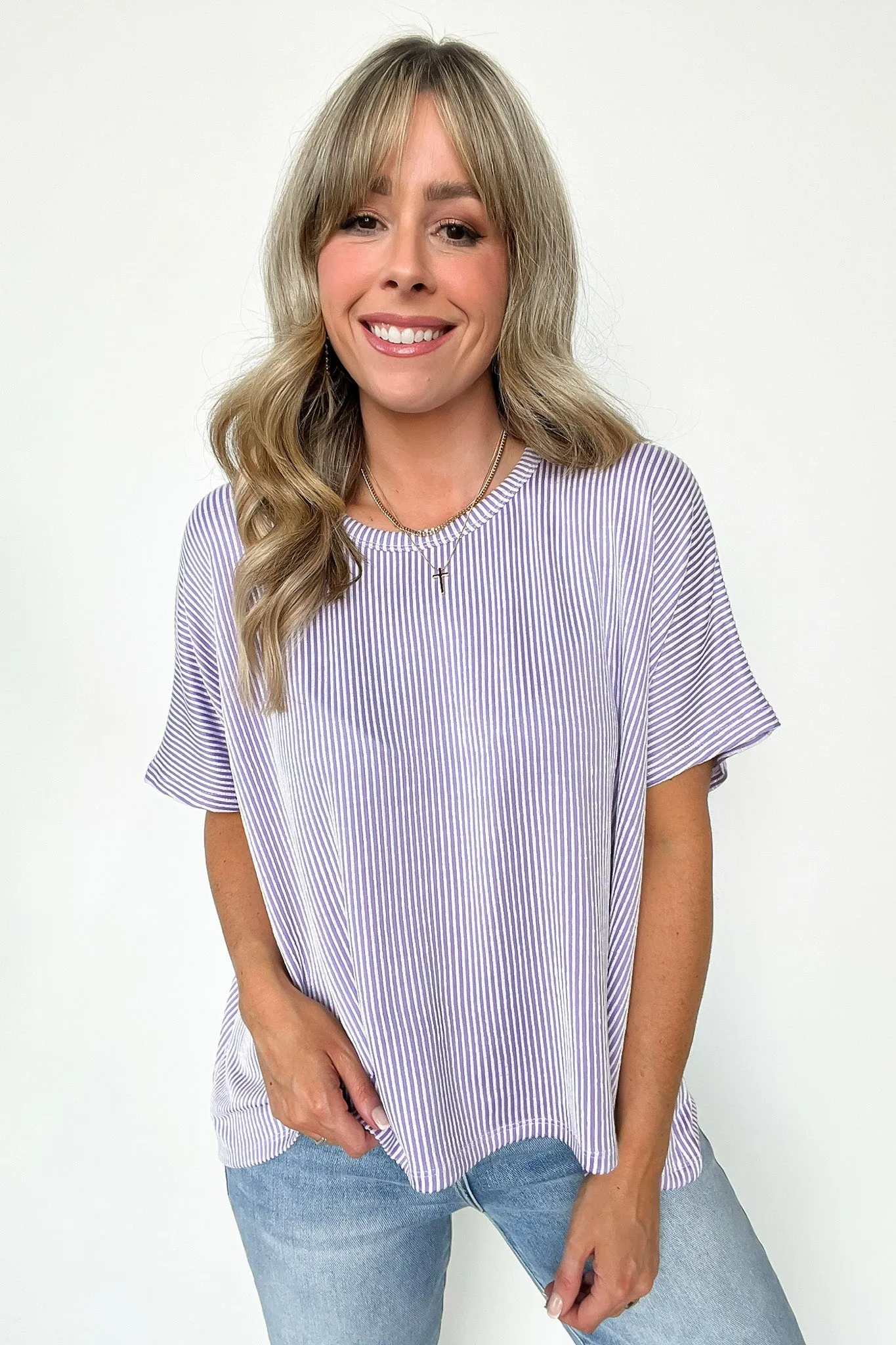 Beatryx Two Tone Rib Knit Oversized Top - BACK IN STOCK