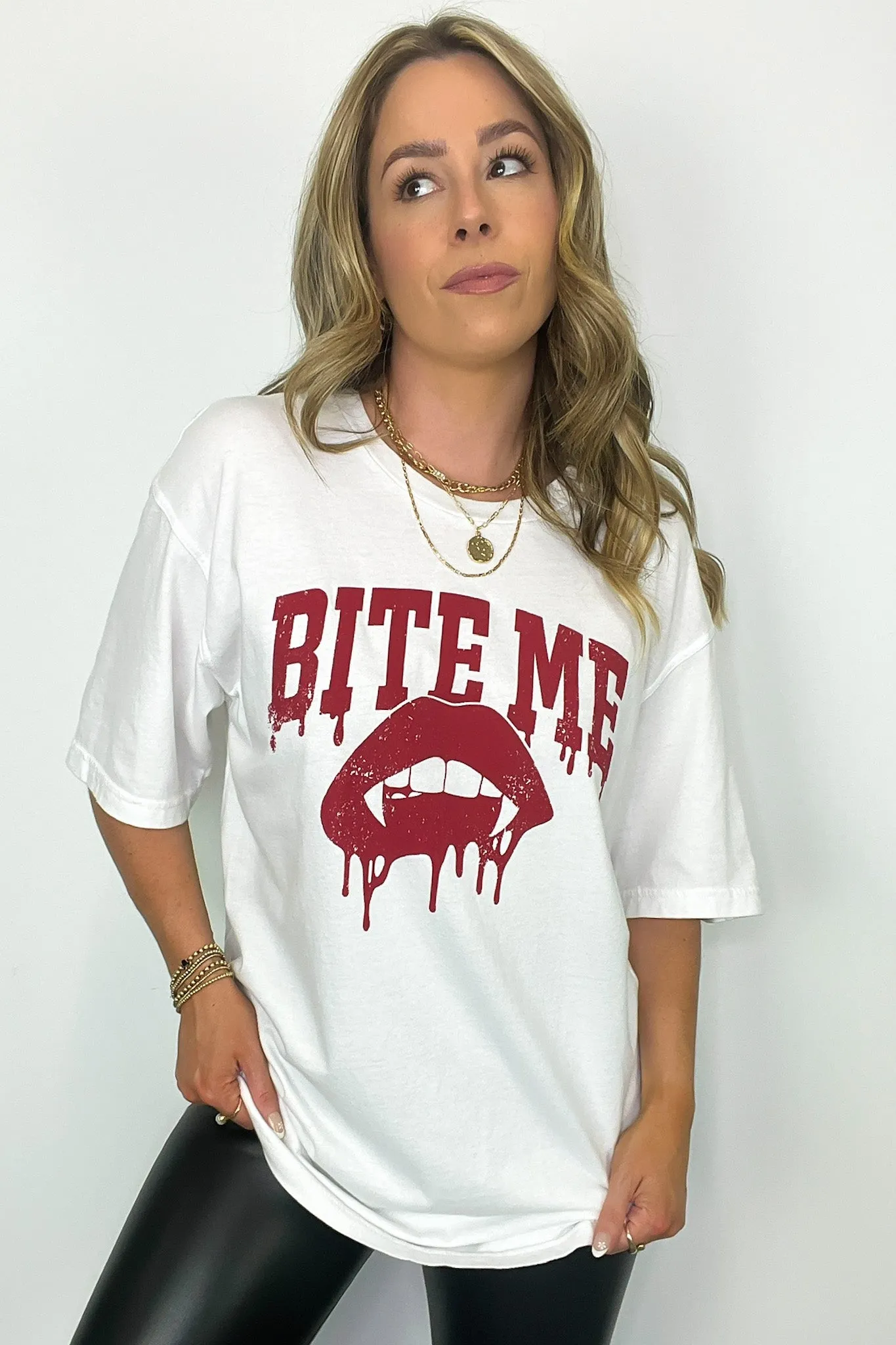 Bite Me Vintage Oversized Graphic Tee - FINAL SALE